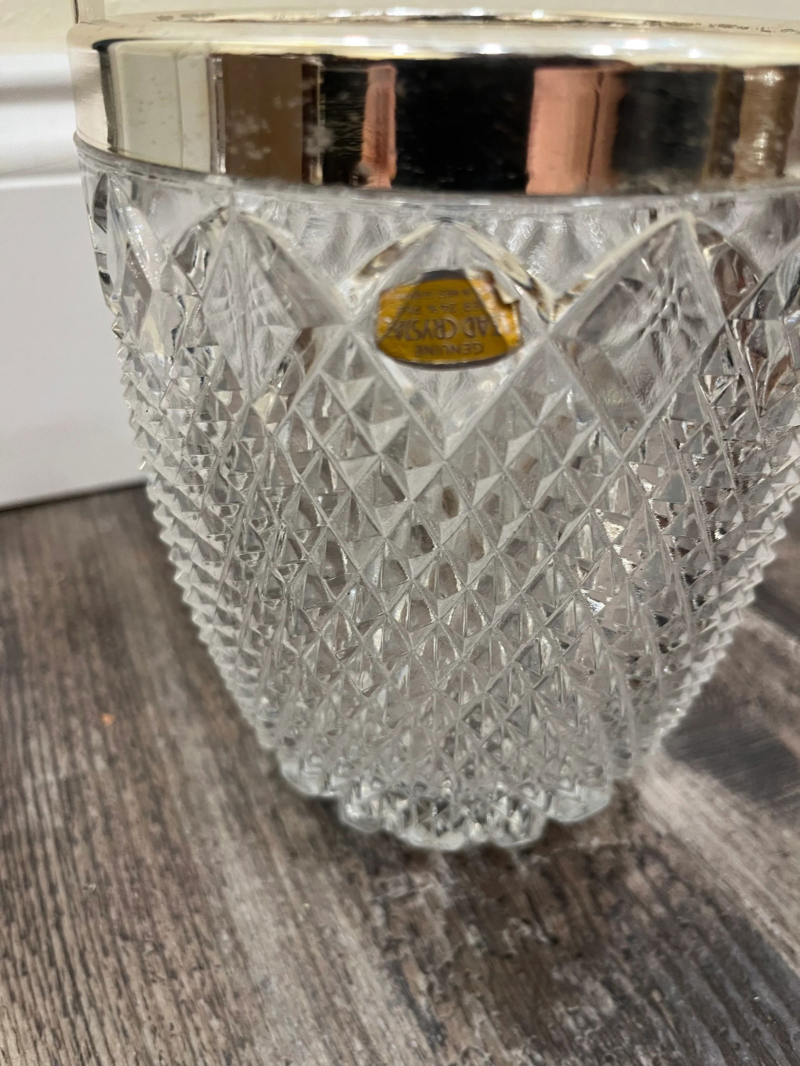 1980s Fb Rogers Silver-Tone Metal and Lead Crystal Ice Bucket - 8