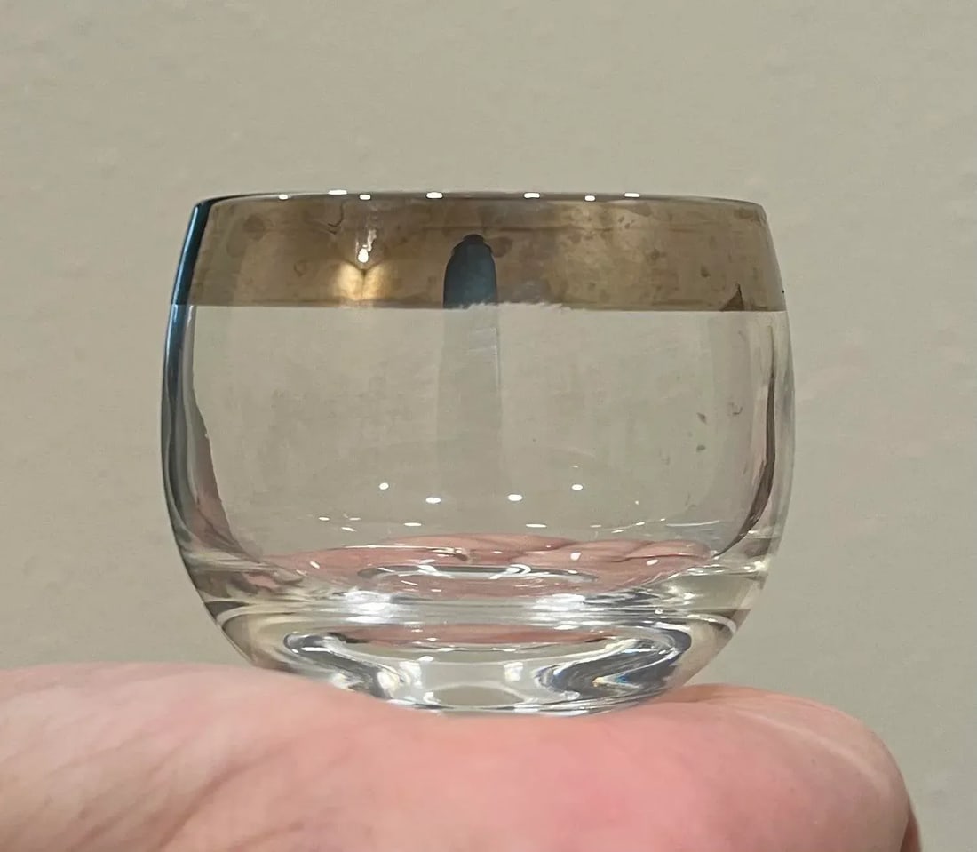 Mid Century Modern Dorothy Thorpe Silver Rimmed Roly Poly Glasses- Set of 6 - 4