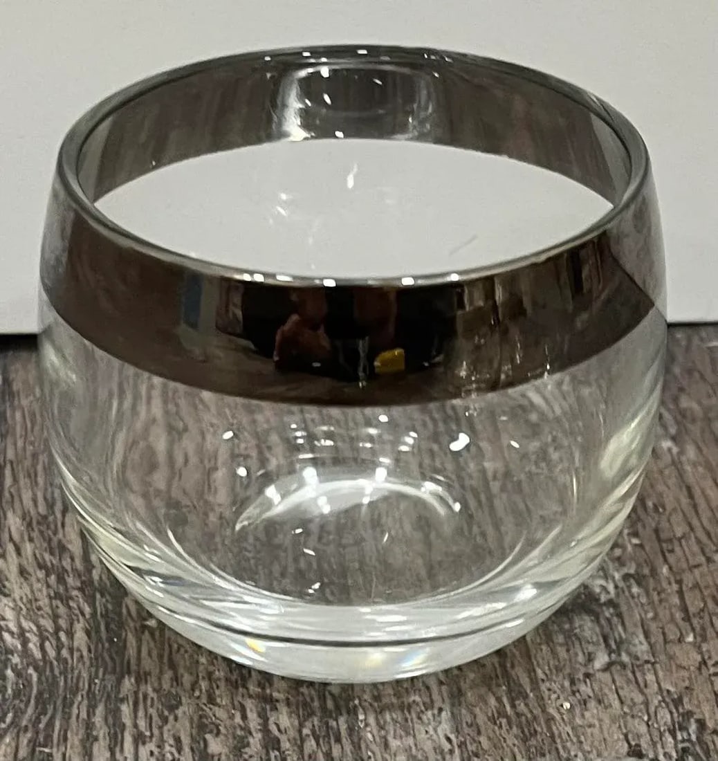 Mid Century Modern Dorothy Thorpe Silver Rimmed Roly Poly Glasses- Set of 6 - 5