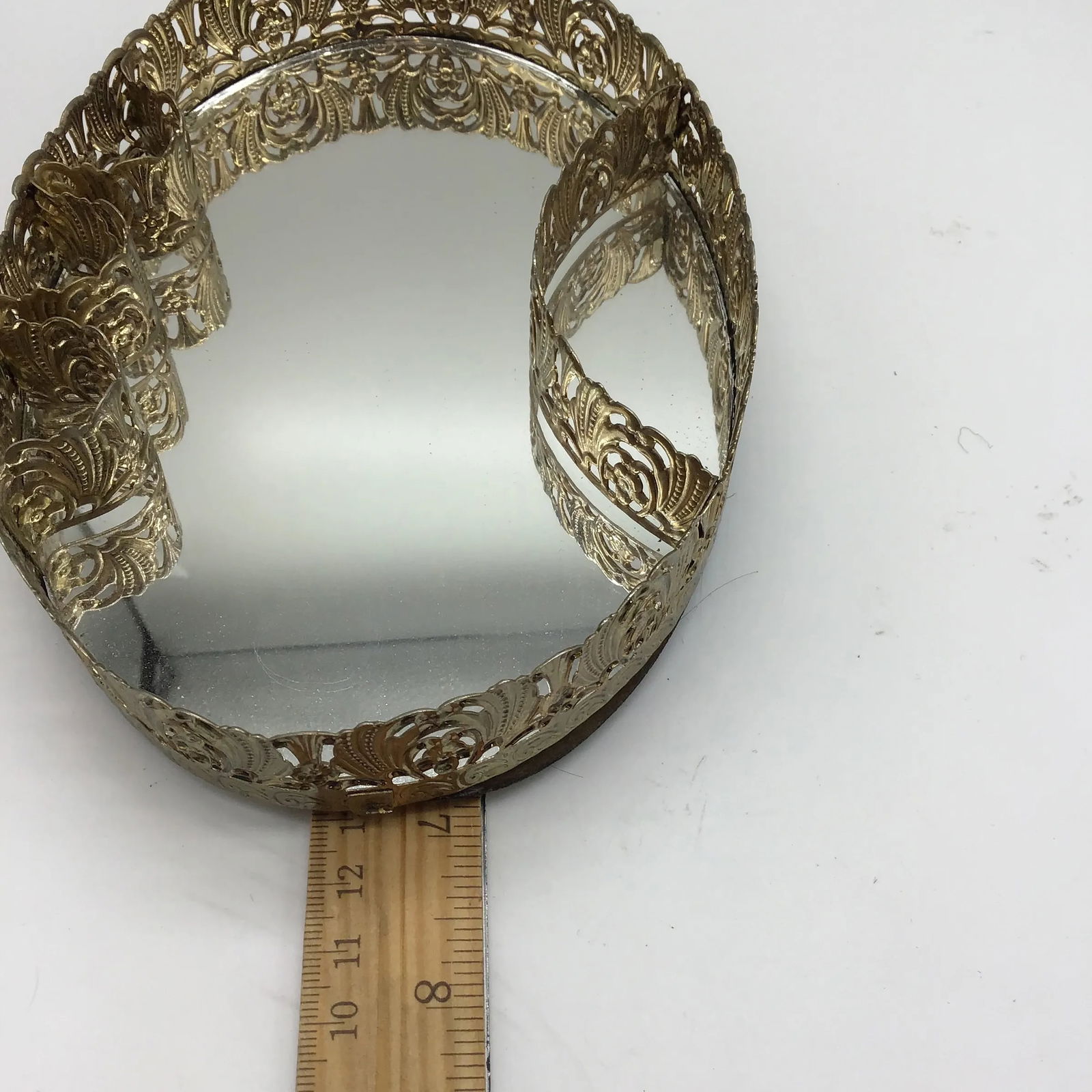 Hollywood Regency Vanity Set Vintage 1950s Ormolu Filigree Gold Gilt Vanity Set Perfume Bottles, Ova - 8