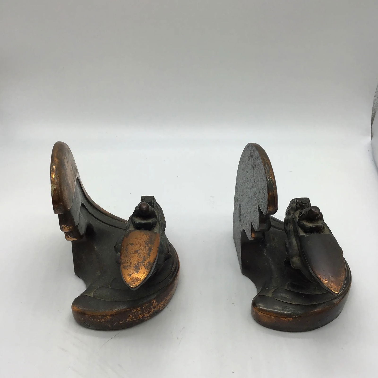 Art Deco Vintage 1930s Art Deco Bookends by Dodge Inc Speed Boat With Wave Bronze Metal - a Pair - 2