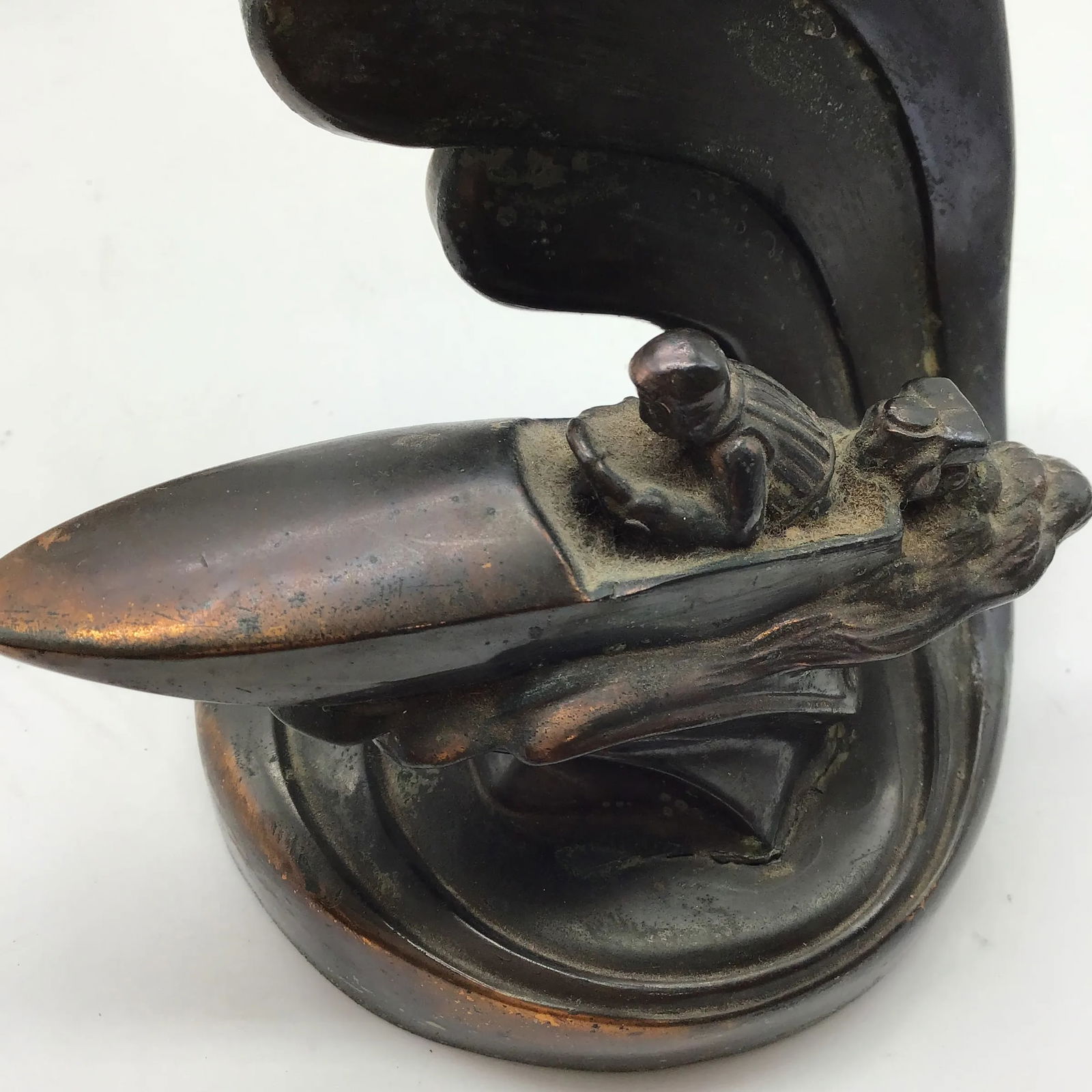 Art Deco Vintage 1930s Art Deco Bookends by Dodge Inc Speed Boat With Wave Bronze Metal - a Pair - 8