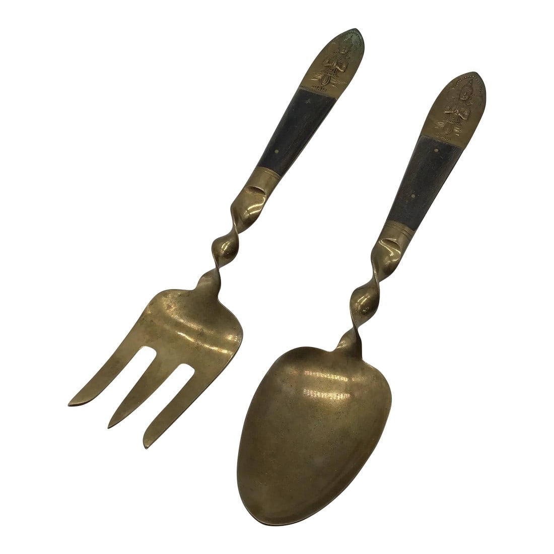 Brass Buddha & Wood Vintage Siam Salad Spoon and Fork Serving Set- 2 Pieces (1 of 9)