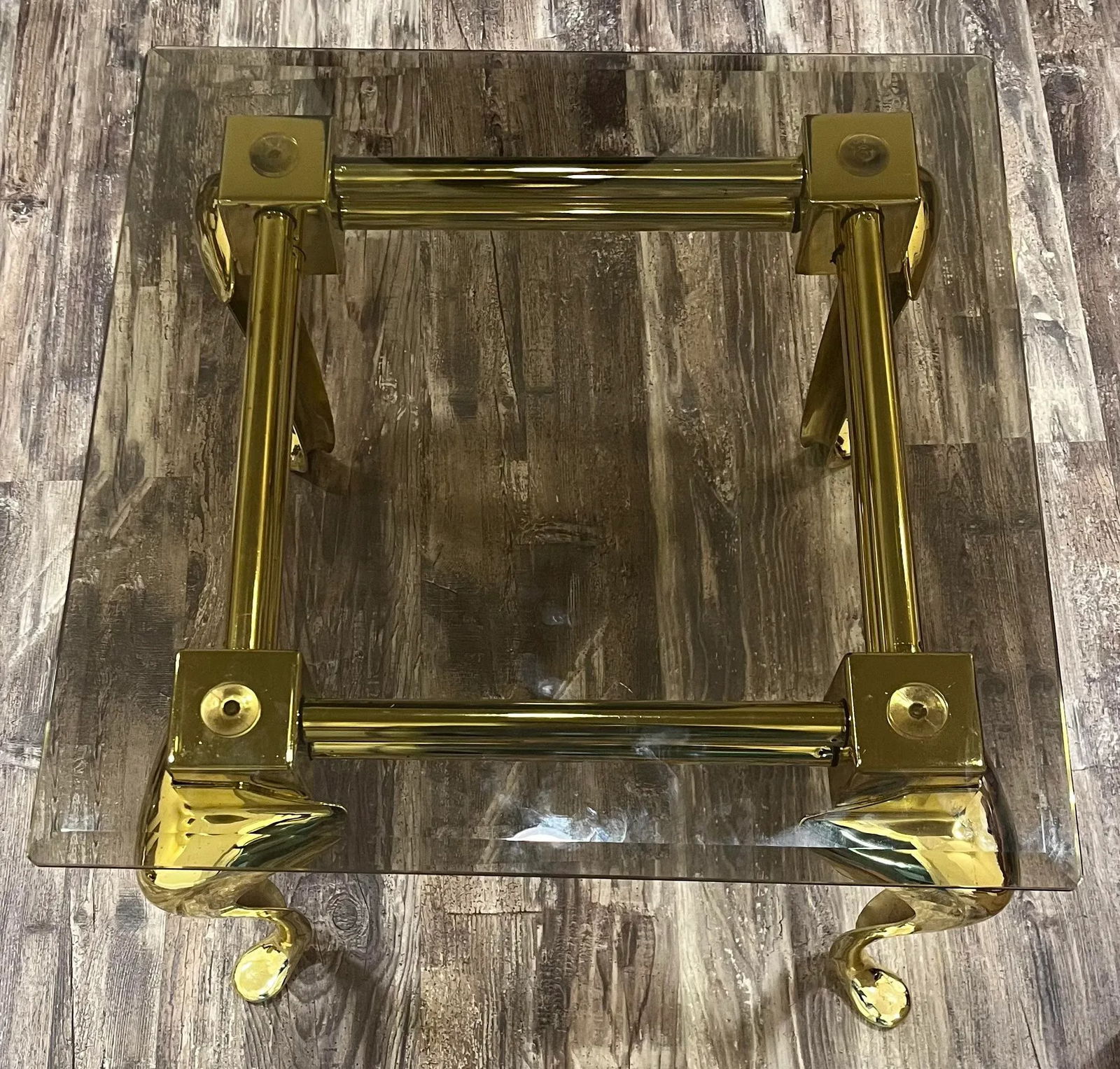 1960s LaBarge Smoked Glass Top Side Table - 5