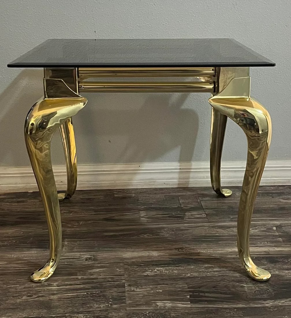 1960s LaBarge Smoked Glass Top Side Table - 6