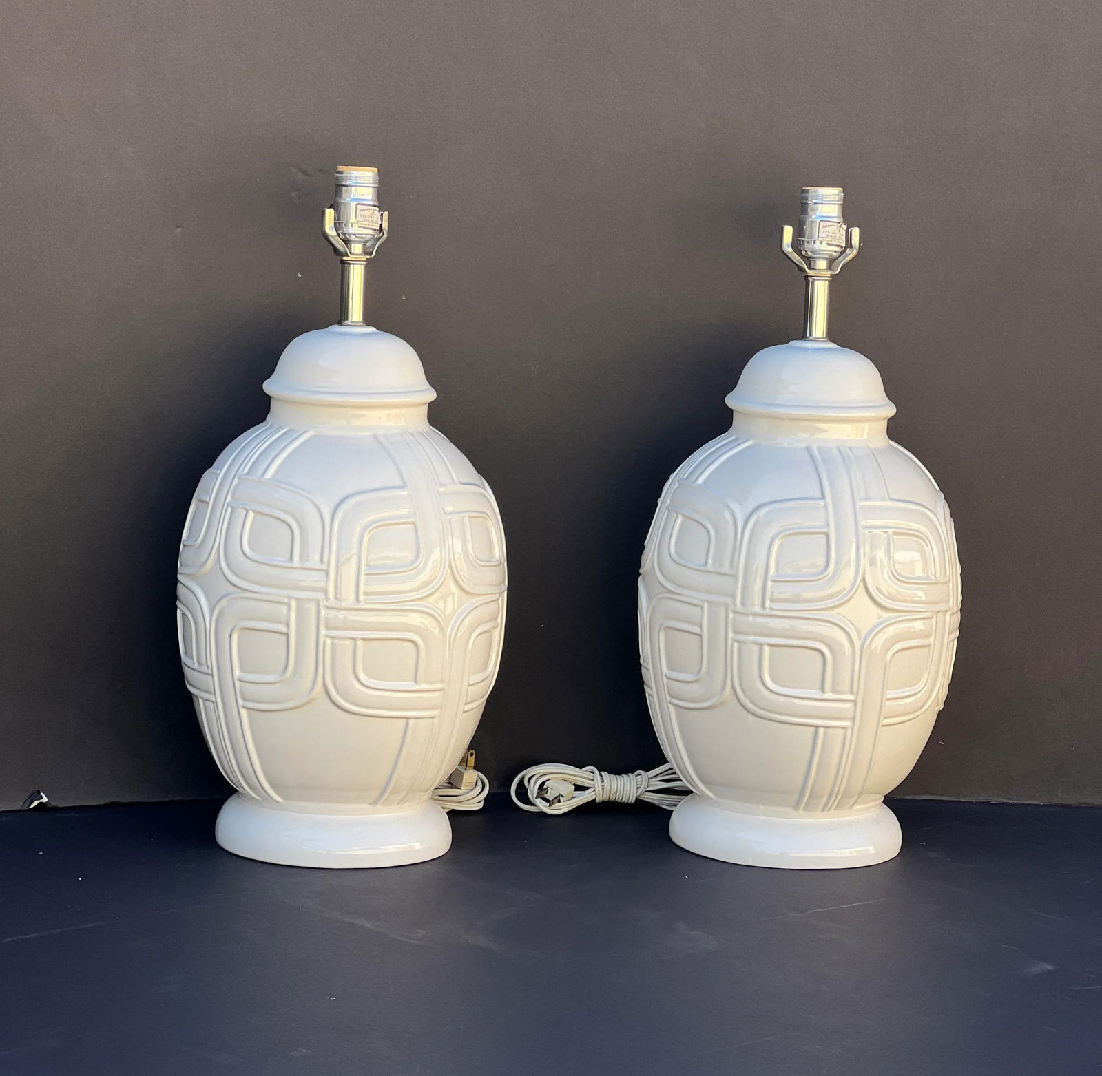Mid-Century Ceramic Table Lamps, Pair - 2