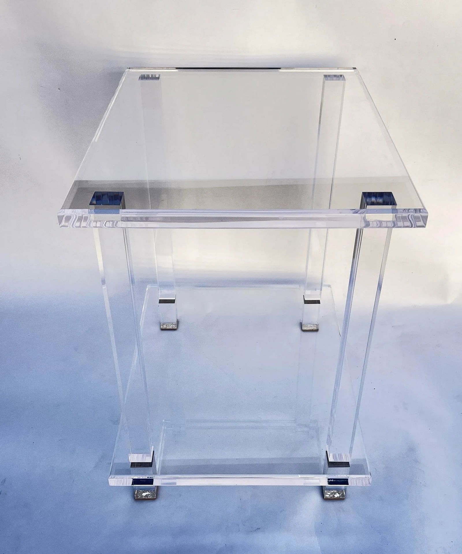 Two Tier Custom-Made Lucite Side Rectangular Tables , Pair - 5