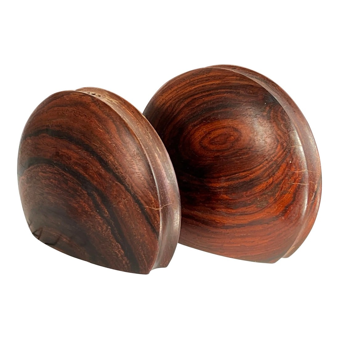 Mid Century Danish Modern Rosewood Disc Salt & Pepper Shakers - a Pair: Fabulous pair of vintage mid century modern solid rosewood salt and pepper shakers in an unusual disc form! They are in very good vintage condition, with age appropriate wear throughout. They