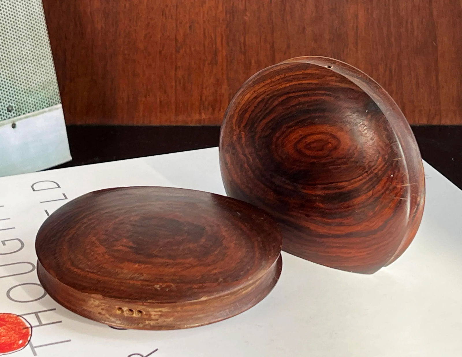 Mid Century Danish Modern Rosewood Disc Salt & Pepper Shakers - a Pair - 7