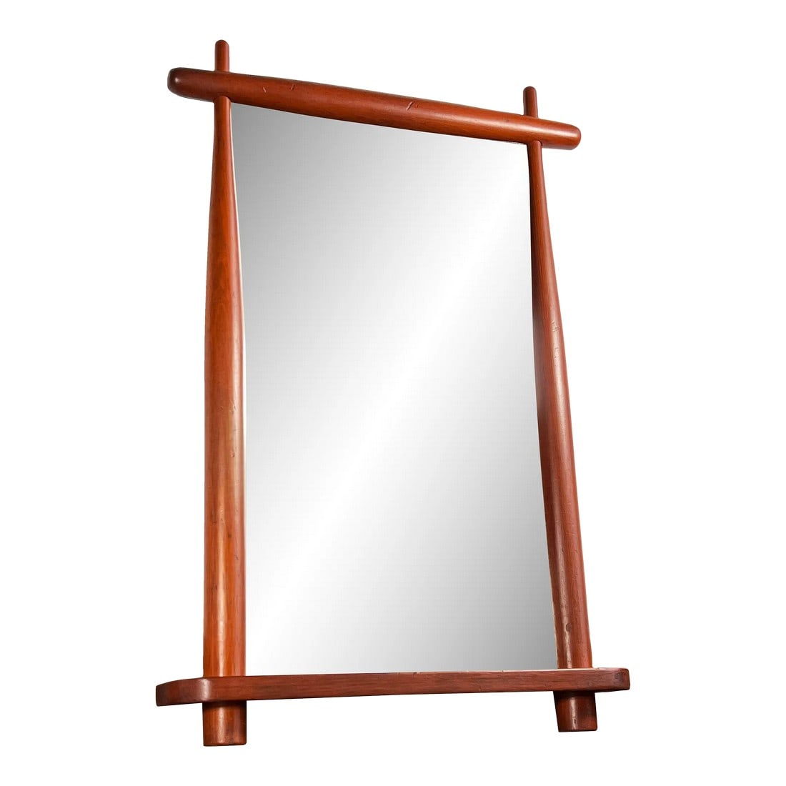 Vintage Mid Century Modern Sculptural Wood Wall Mirror: Stunning vintage c.1950's sculptural wood wall mirror! It is constructed of solid wood, I believe a hard maple by the grain, but has a tone of a warm teak, either way it's a fantastic hard wood