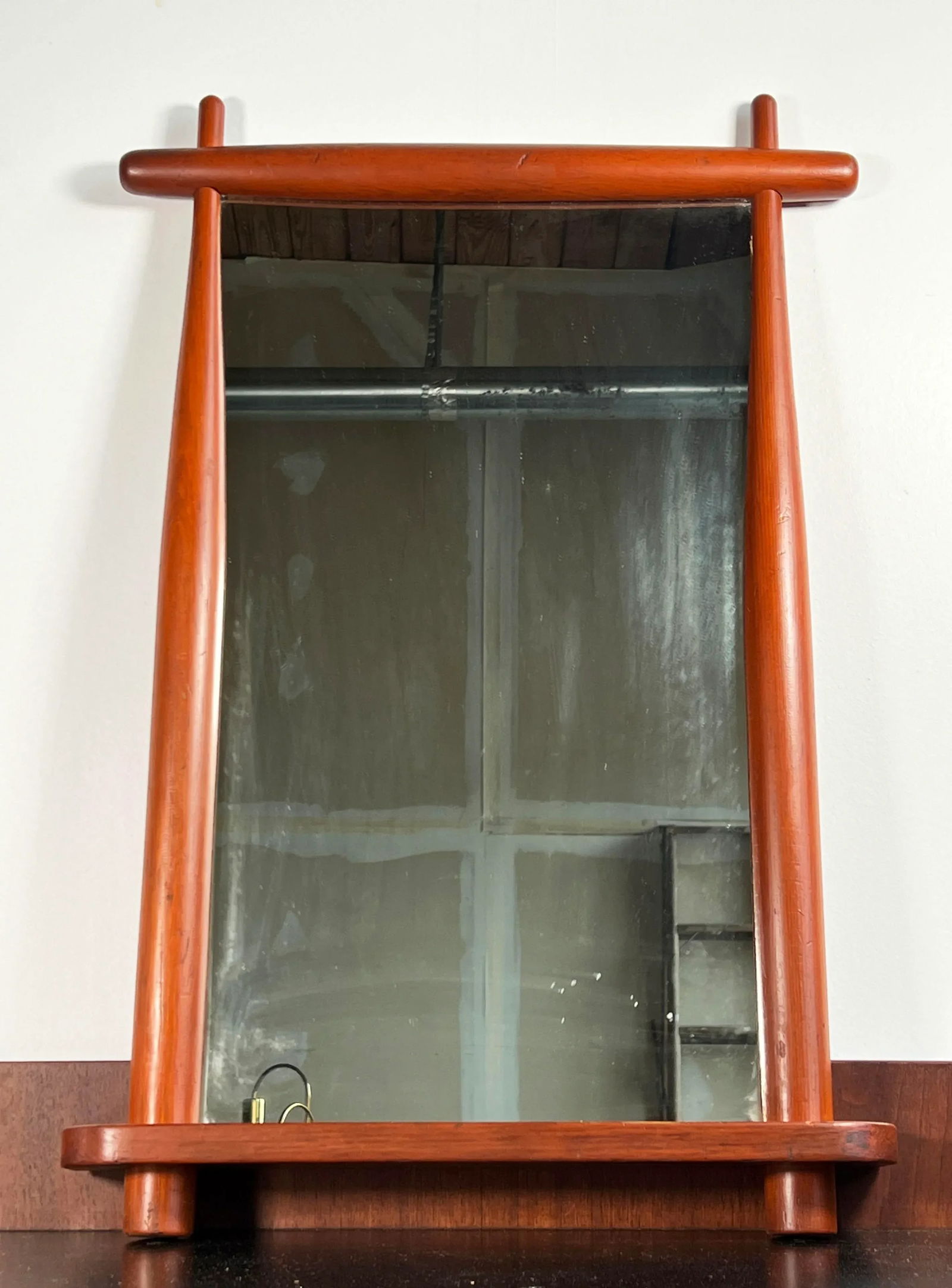 Vintage Mid Century Modern Sculptural Wood Wall Mirror - 2