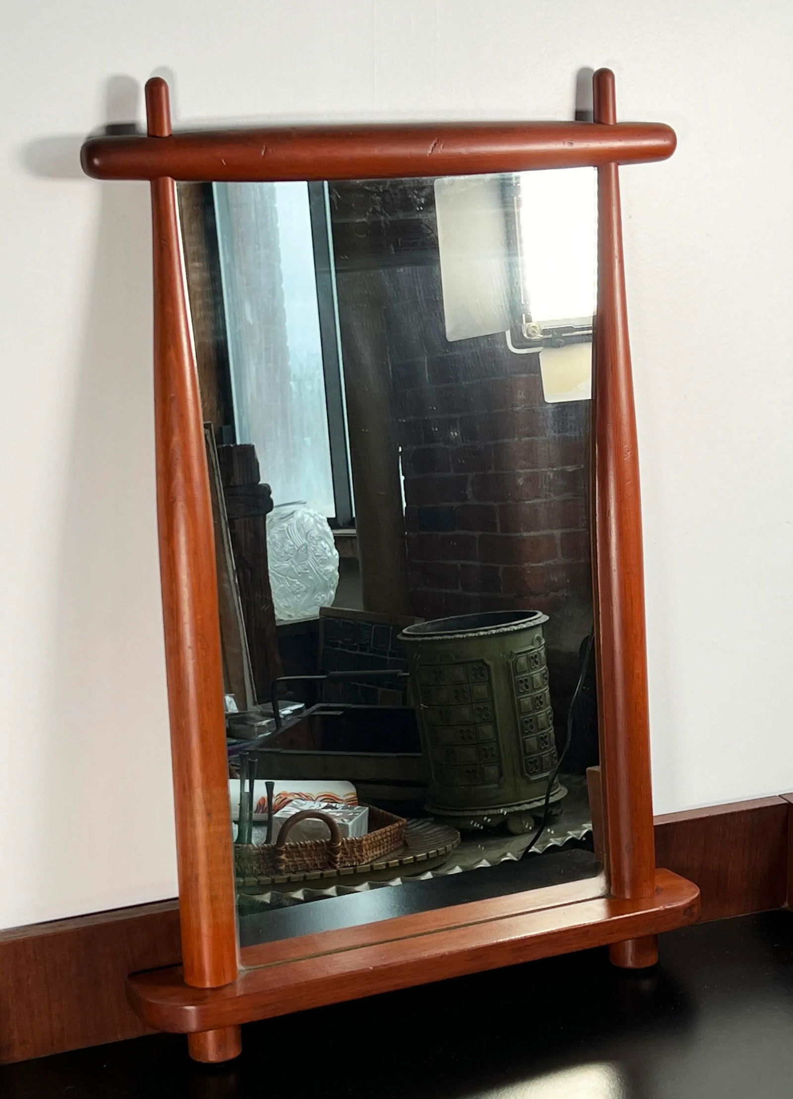 Vintage Mid Century Modern Sculptural Wood Wall Mirror - 5