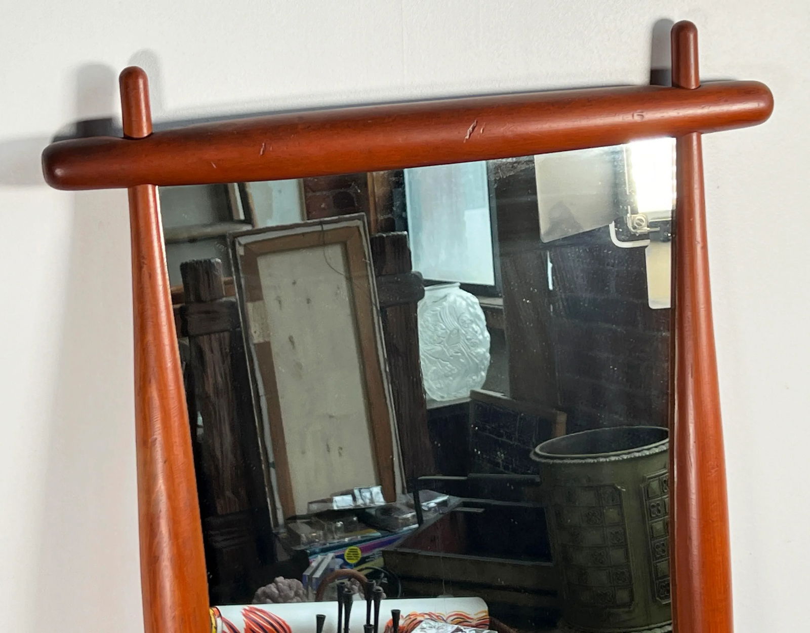 Vintage Mid Century Modern Sculptural Wood Wall Mirror - 7