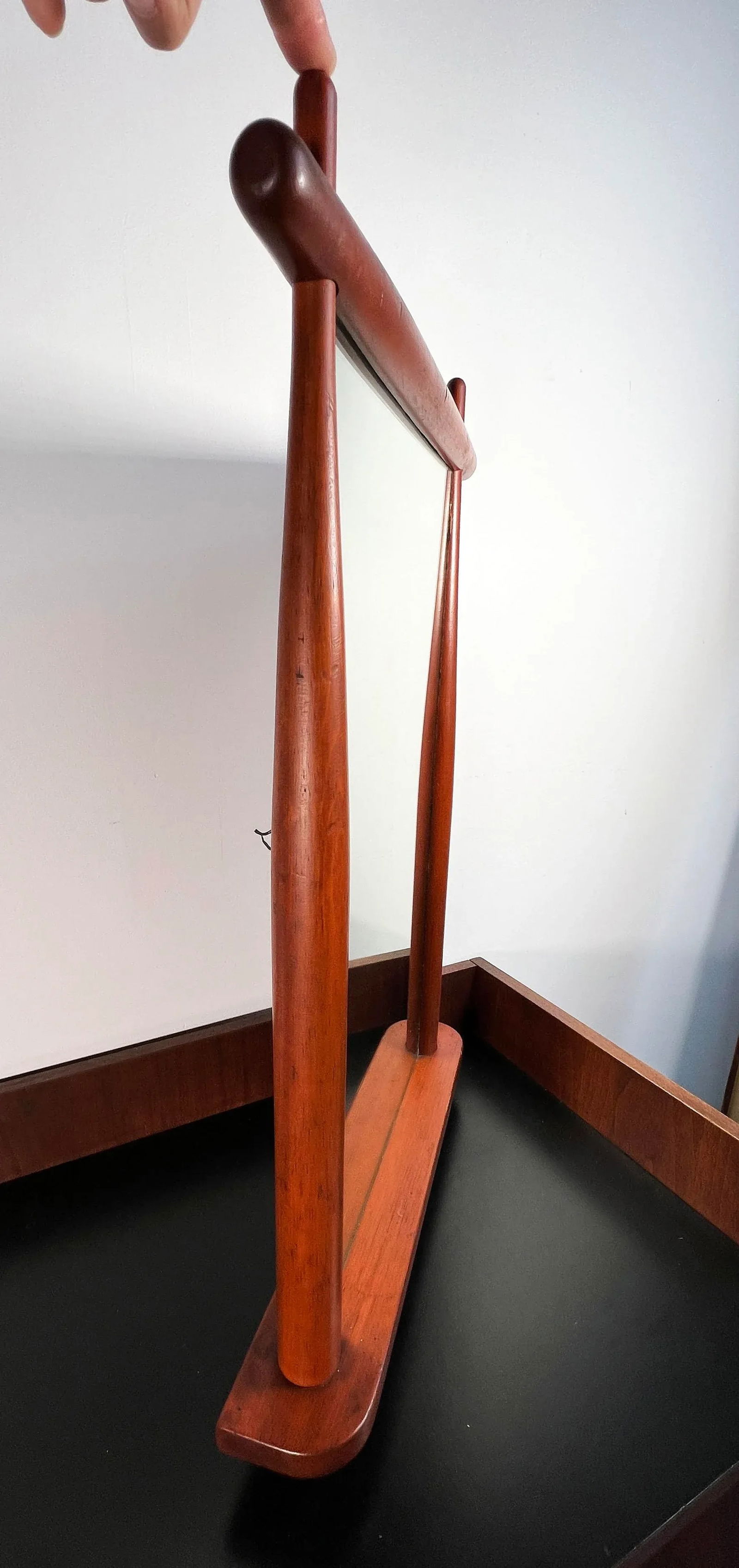 Vintage Mid Century Modern Sculptural Wood Wall Mirror - 8