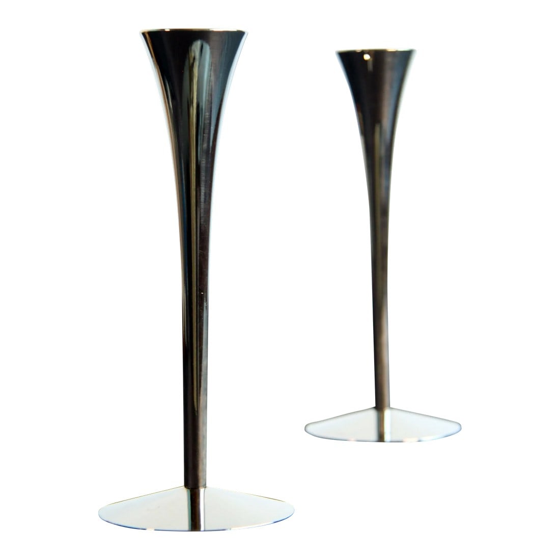 Vintage Mid Century Modern Solingen German Chrome Candle Sticks - a Pair: Stunning pair of vintage mid century modern chrome candlesticks by Solingen! Great styling as you can see, with a graceful tulip form and lovely finish. Very good vintage condition as shown, with