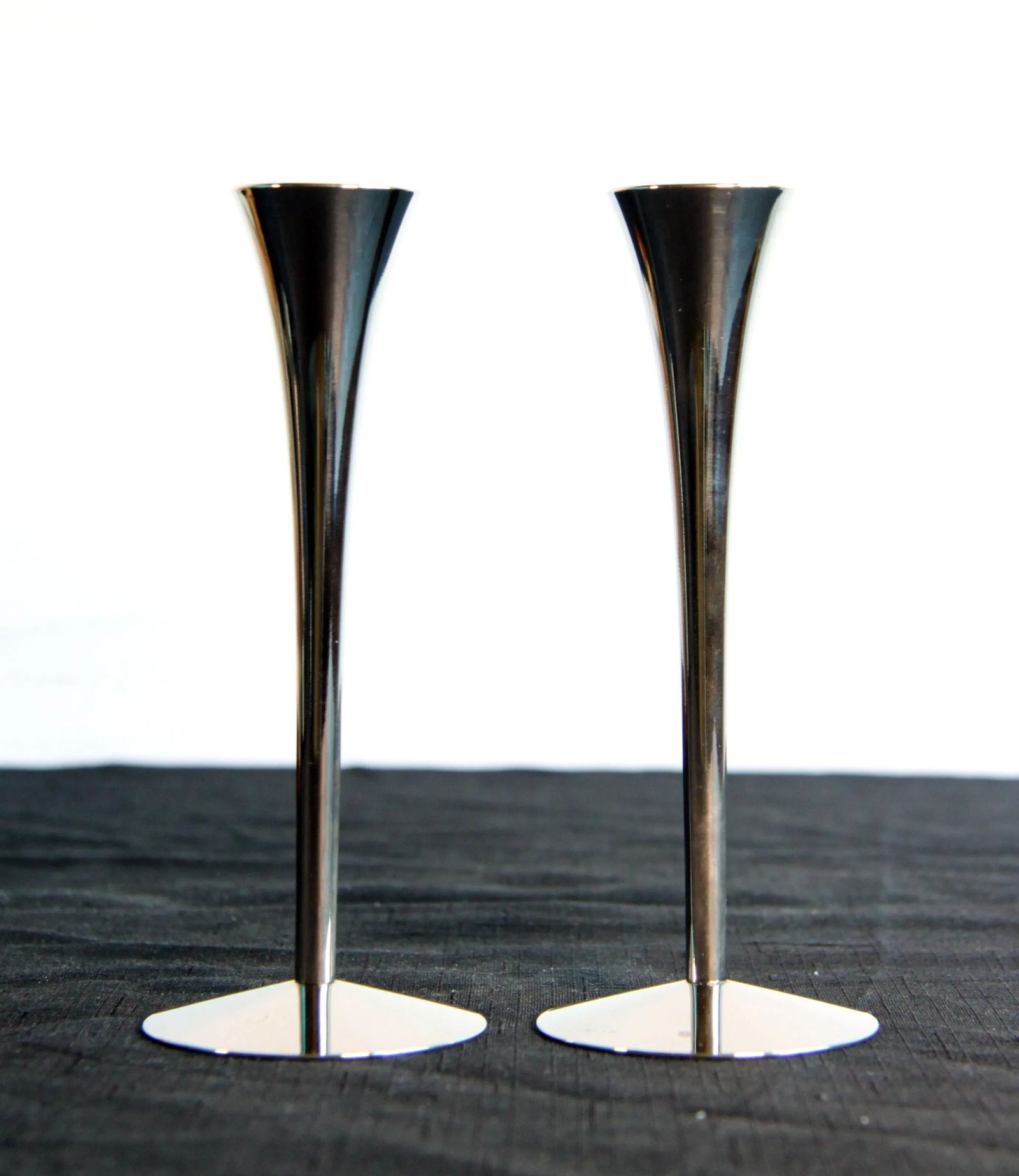 Vintage Mid Century Modern Solingen German Chrome Candle Sticks - a Pair - 2