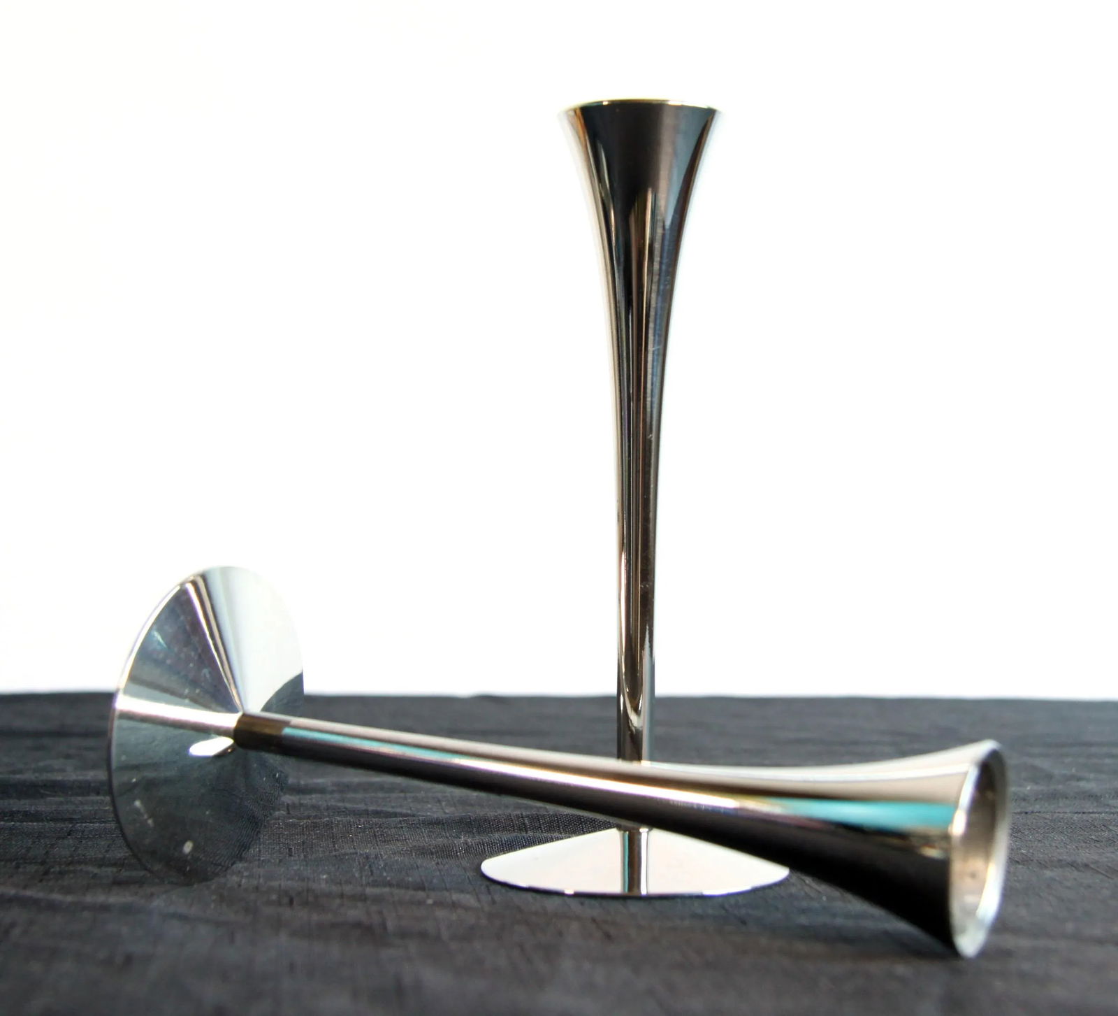 Vintage Mid Century Modern Solingen German Chrome Candle Sticks - a Pair - 5