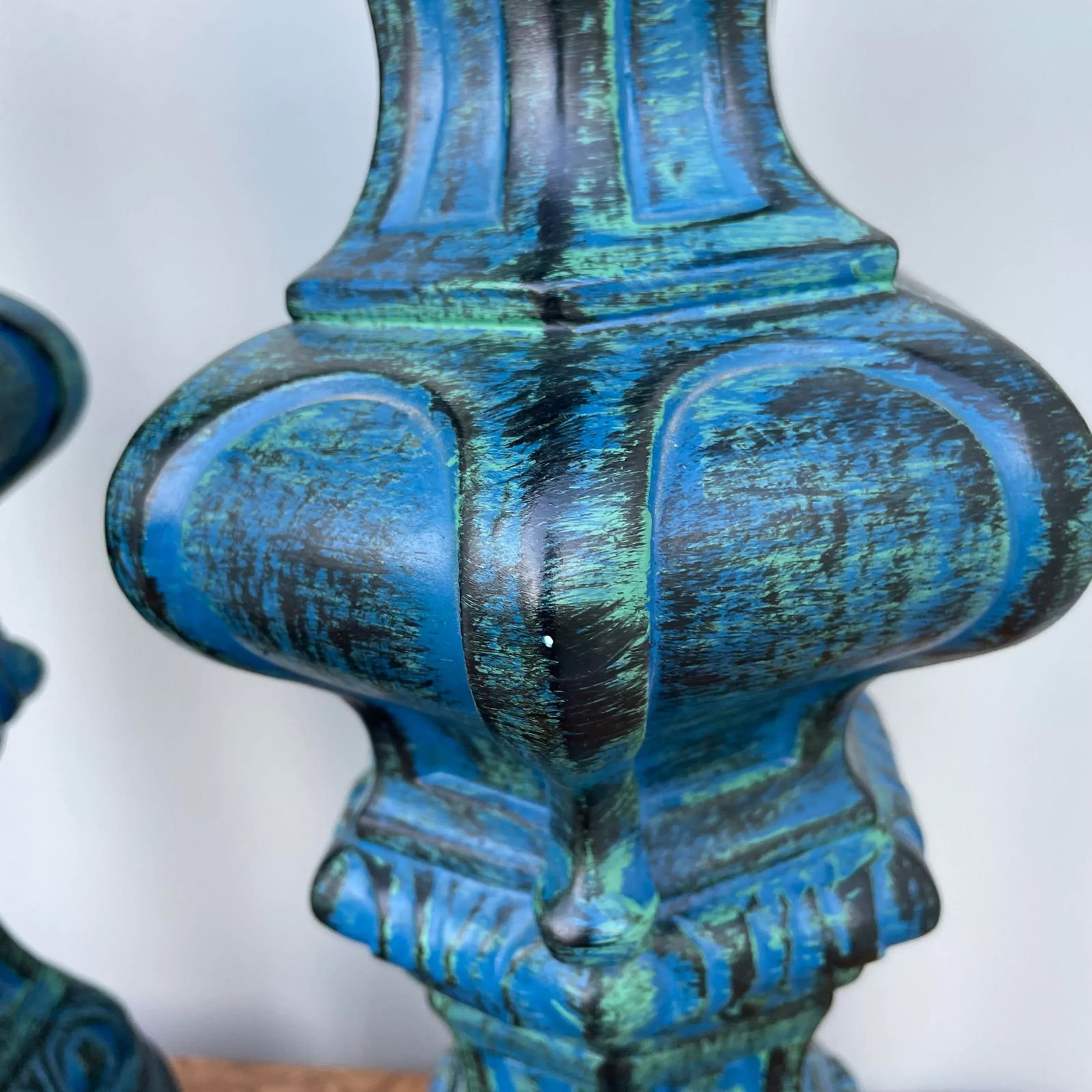 Mid Century Modern Blue and Green Free Form Lamps- a Pair - 11