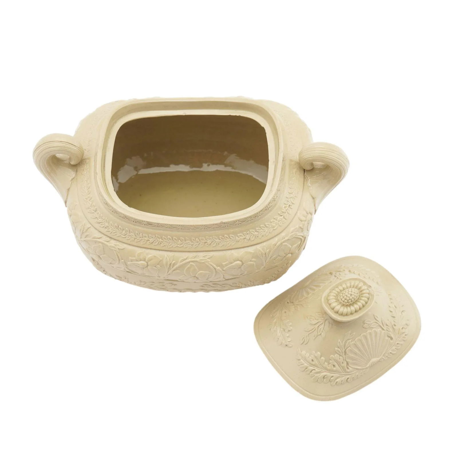 English Stoneware Sugar Bowl With Cover, C. 1830 - 11