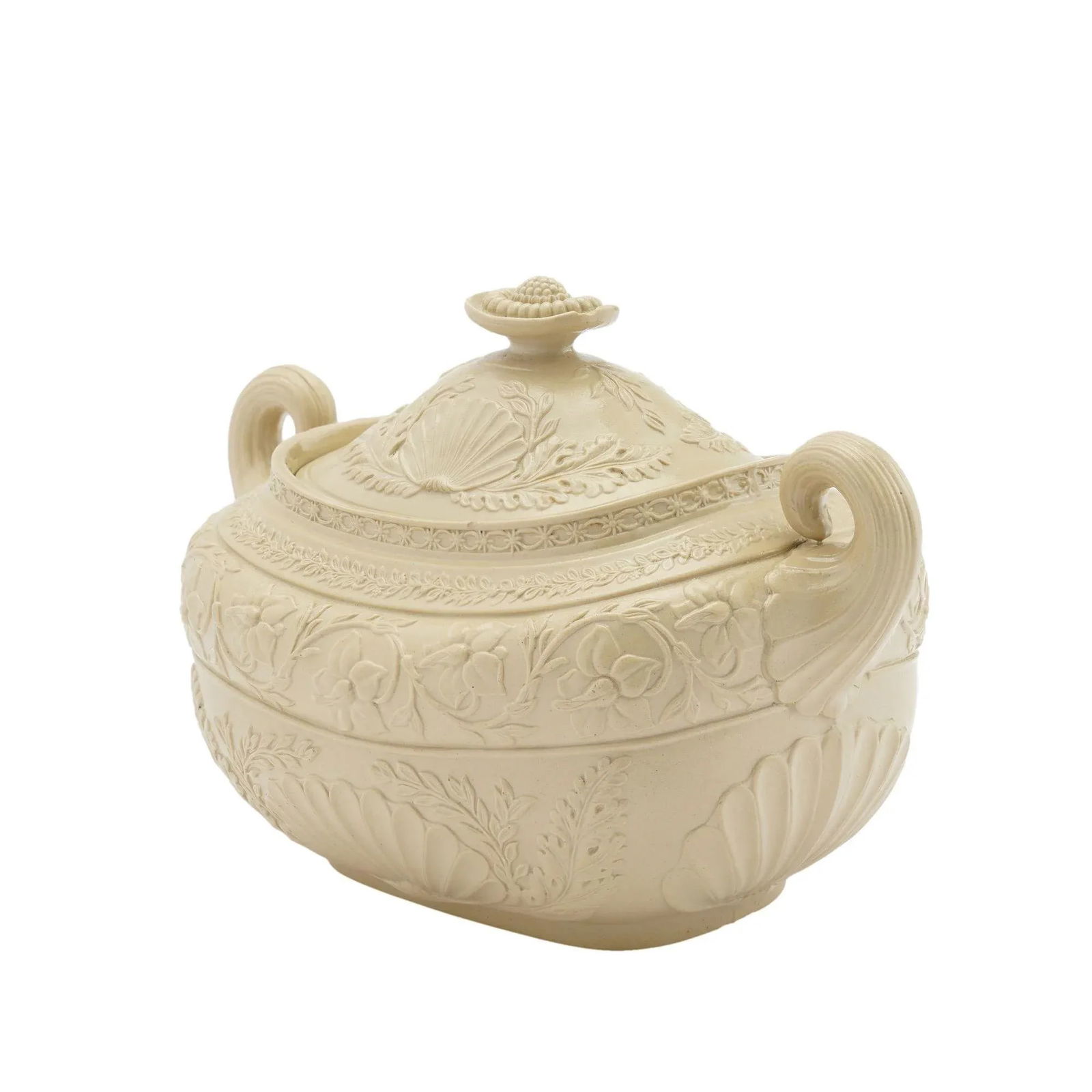 English Stoneware Sugar Bowl With Cover, C. 1830 - 2
