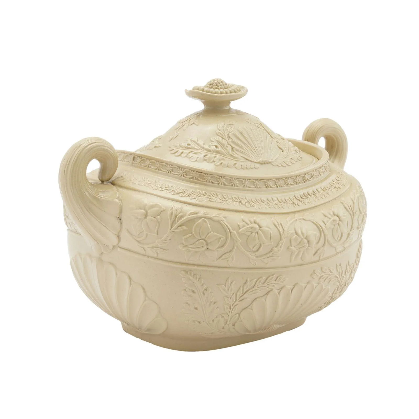 English Stoneware Sugar Bowl With Cover, C. 1830 - 4