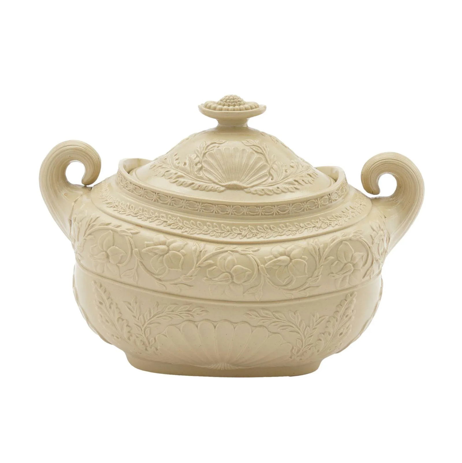 English Stoneware Sugar Bowl With Cover, C. 1830 - 5