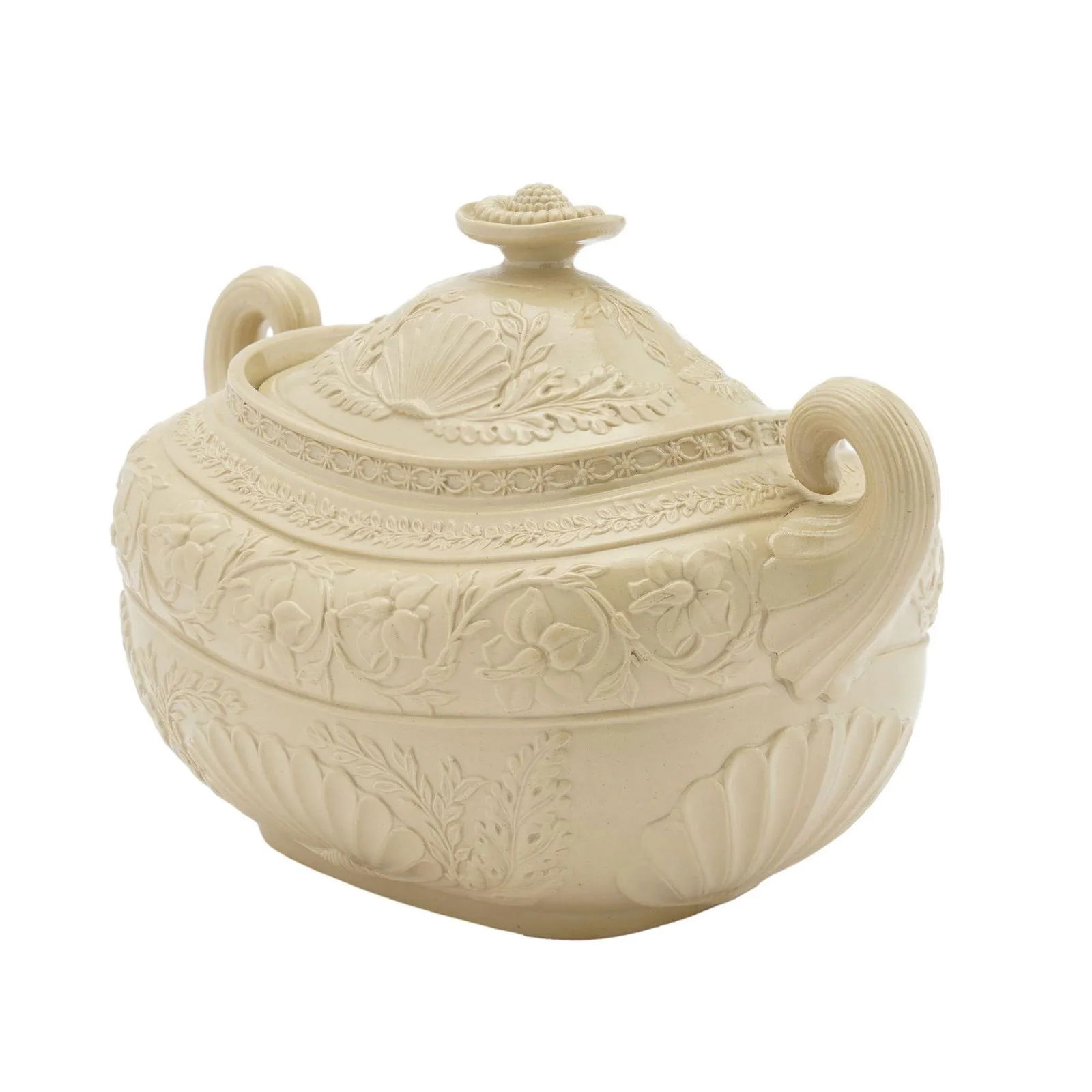 English Stoneware Sugar Bowl With Cover, C. 1830 - 6