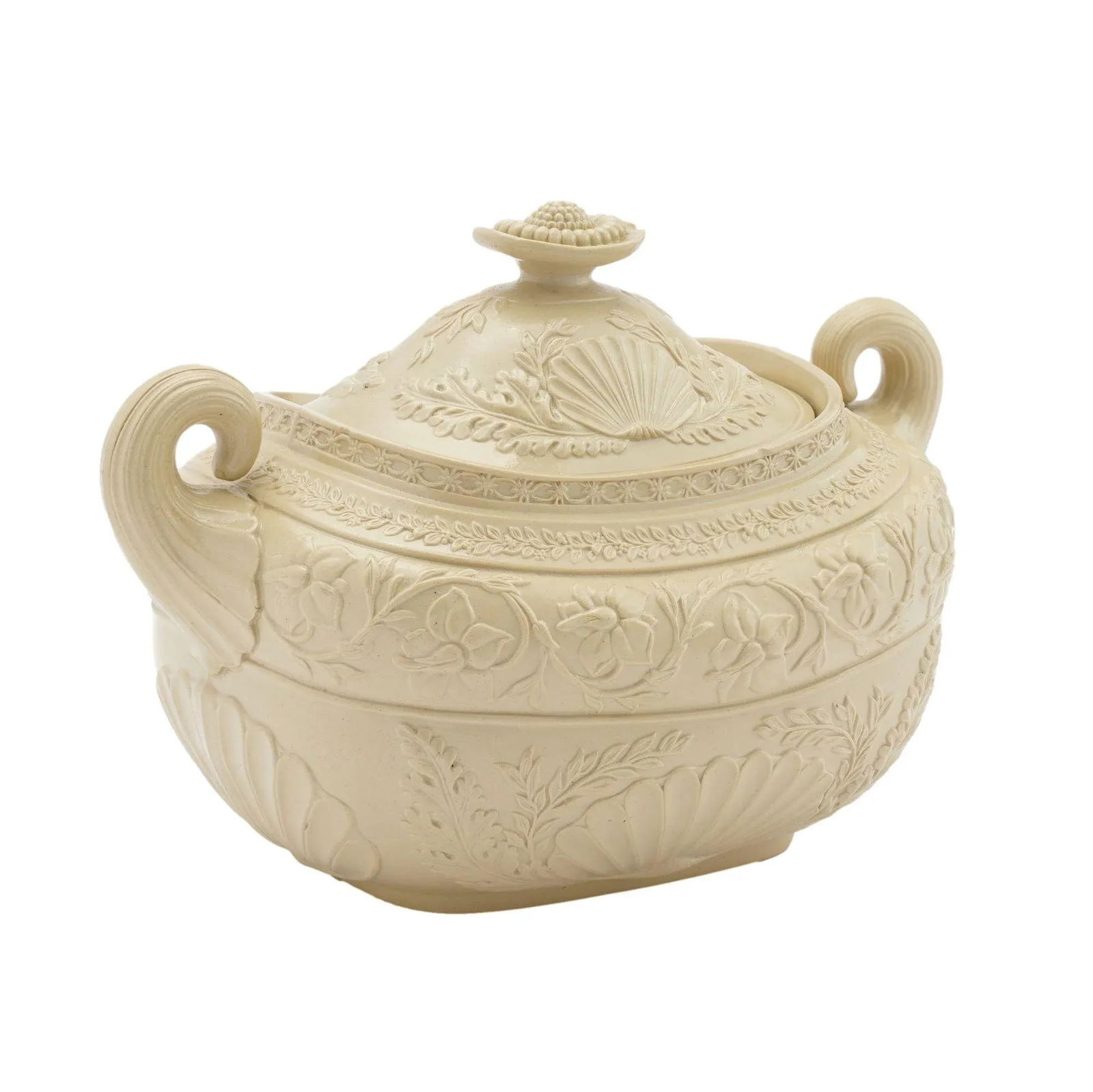 English Stoneware Sugar Bowl With Cover, C. 1830 - 8