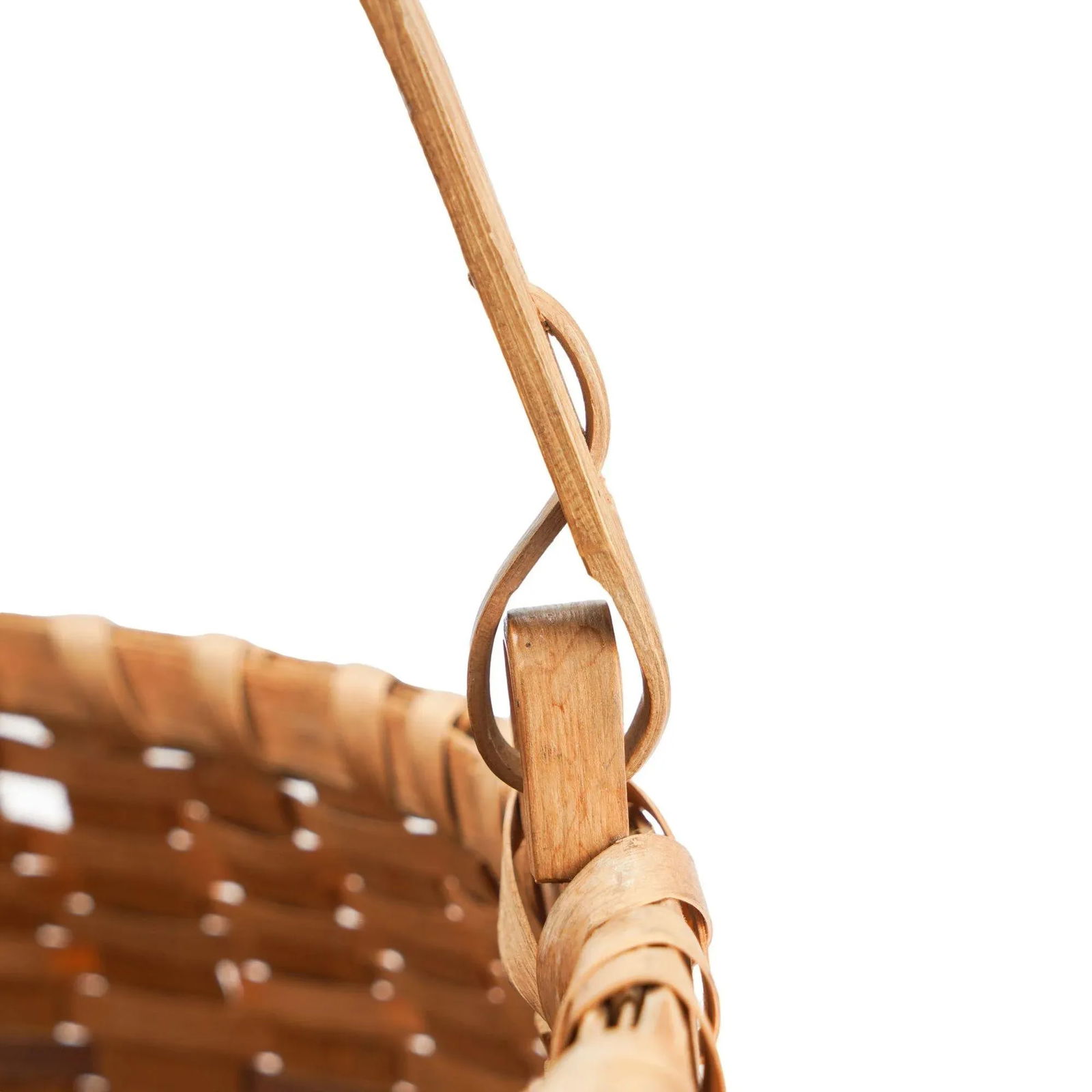 Native American Ash Basket With Carved Handle, 1880-1910 - 12