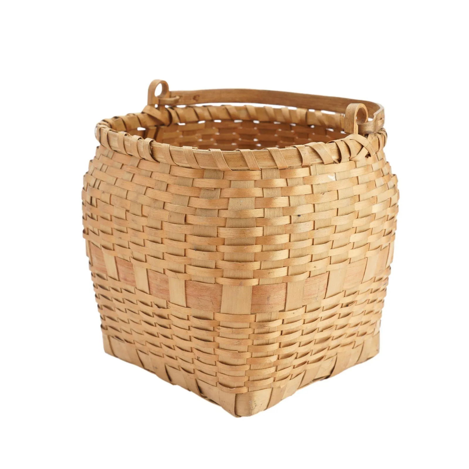 Native American Ash Basket With Carved Handle, 1880-1910 - 2