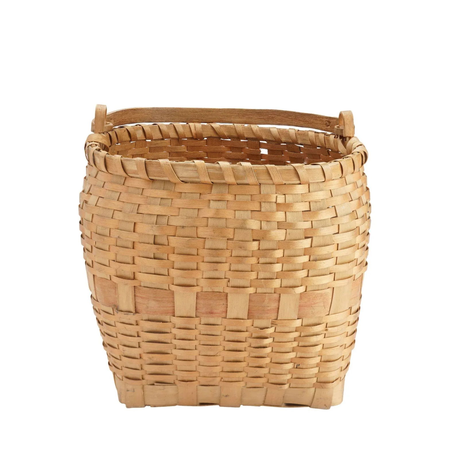 Native American Ash Basket With Carved Handle, 1880-1910 - 3