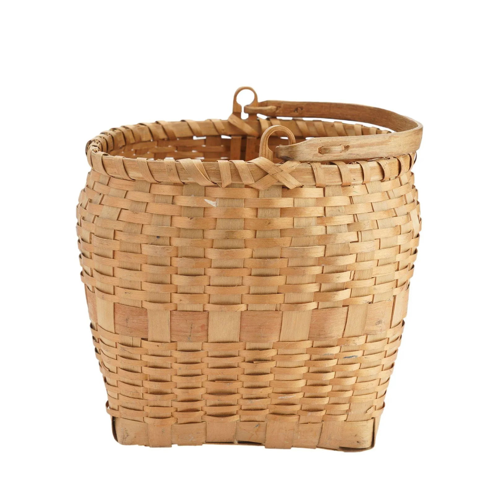 Native American Ash Basket With Carved Handle, 1880-1910 - 4