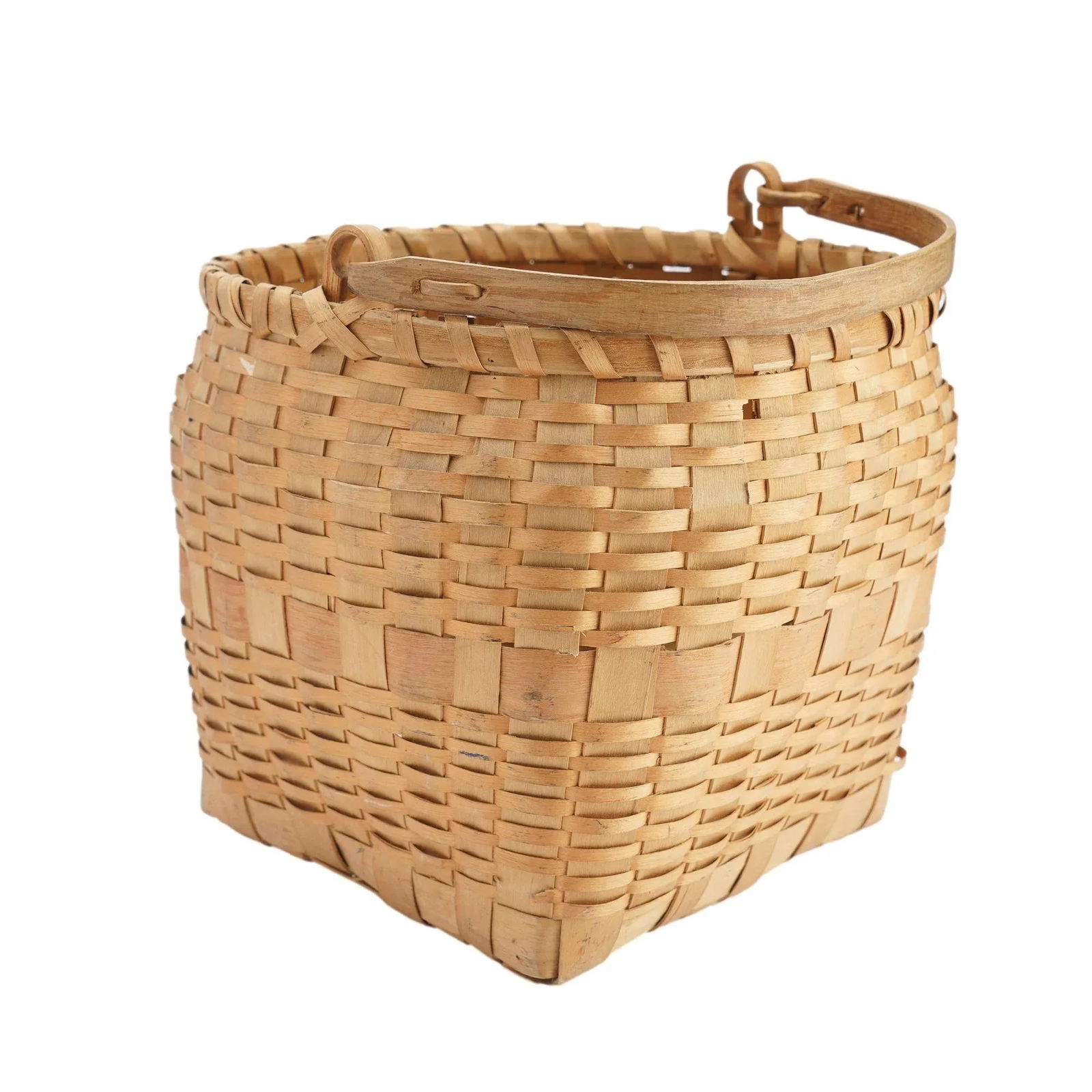 Native American Ash Basket With Carved Handle, 1880-1910 - 5