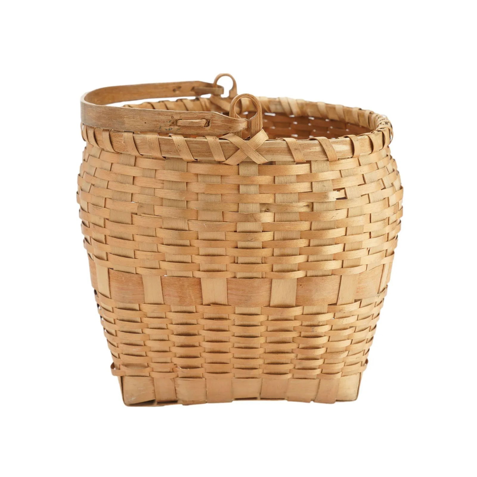Native American Ash Basket With Carved Handle, 1880-1910 - 8