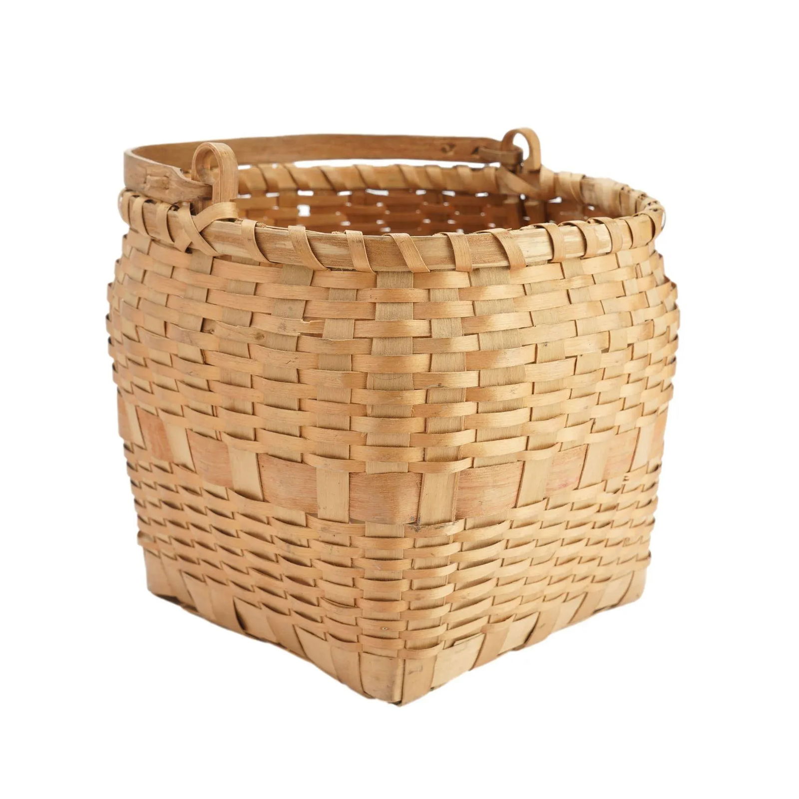 Native American Ash Basket With Carved Handle, 1880-1910 - 9
