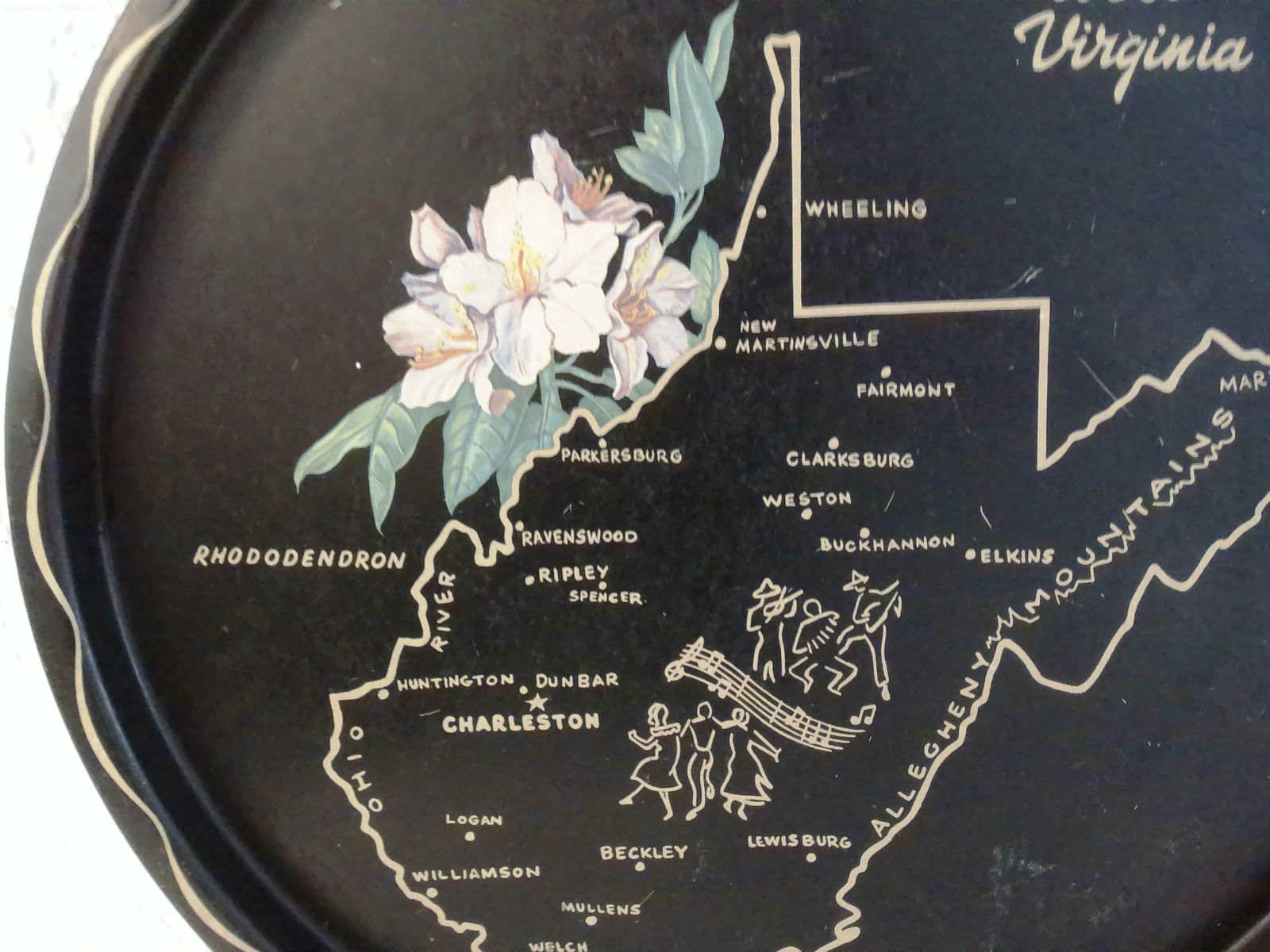 Mid-Century West Virginia Metal Tourist Tray - 2