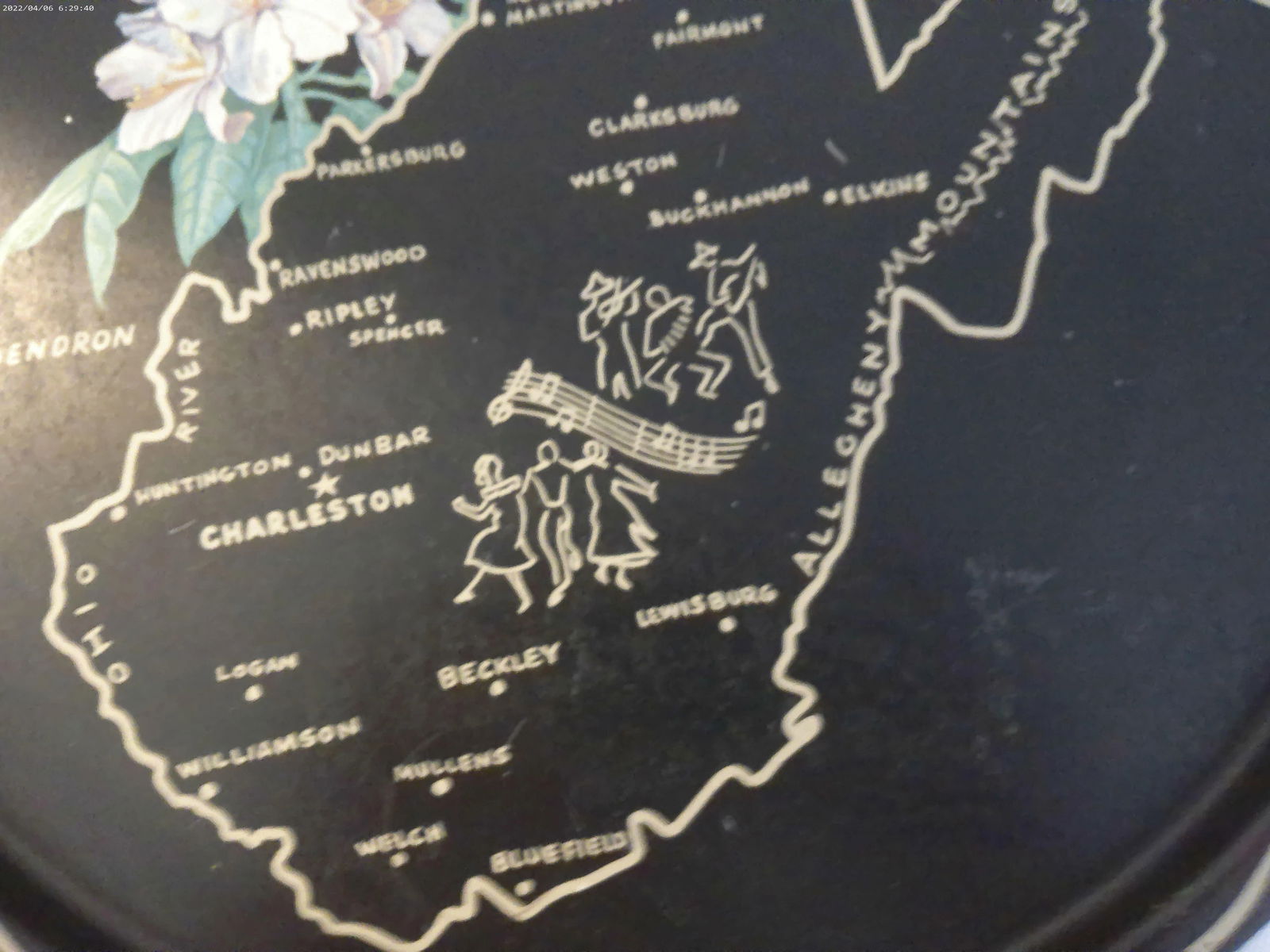 Mid-Century West Virginia Metal Tourist Tray - 3