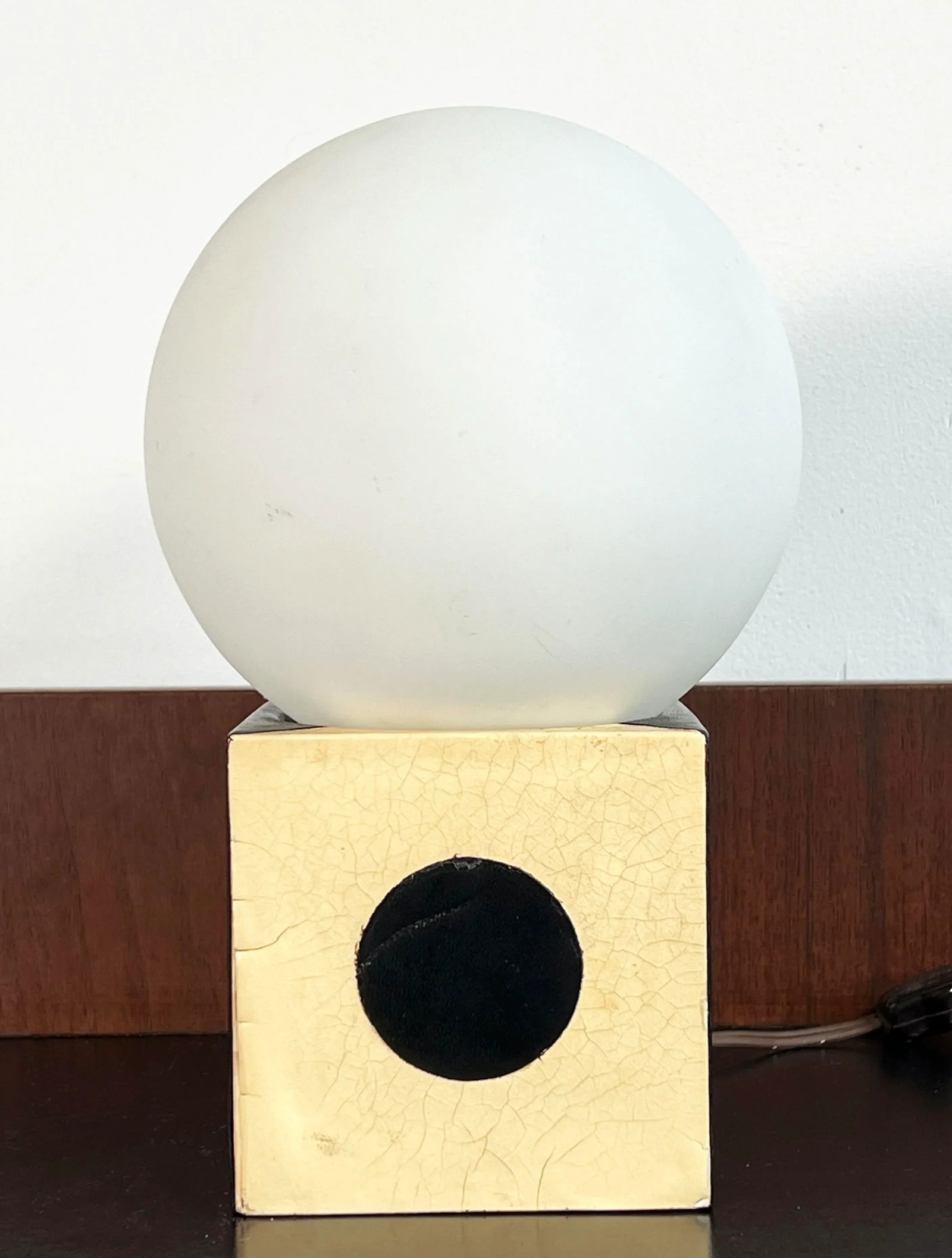 Vintage C.1950's Italian Black & White Leather Table Lamp - 3