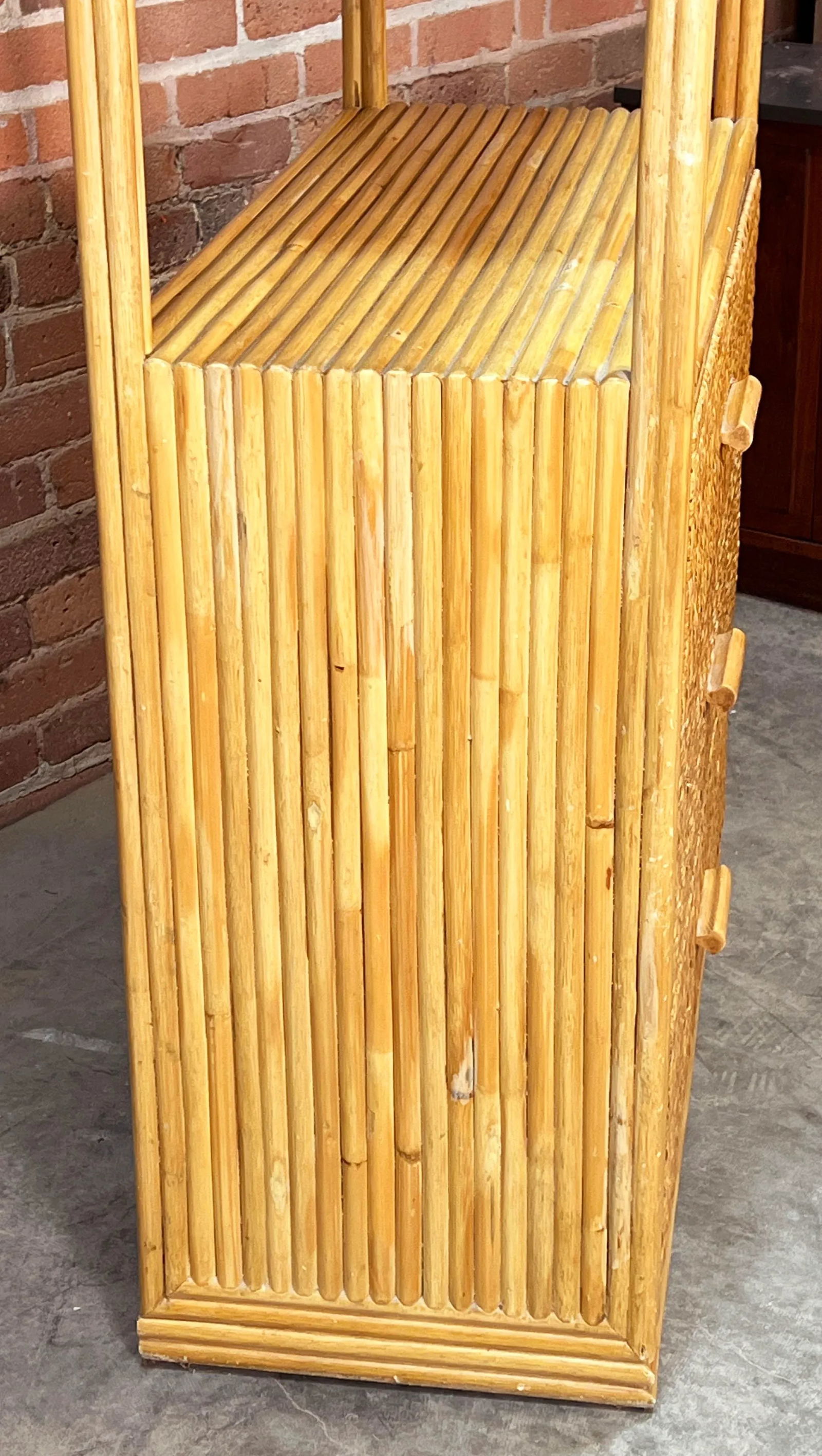 Vintage BoHo Bamboo & Rattan 3 Drawer Etagere Bookcase - 6