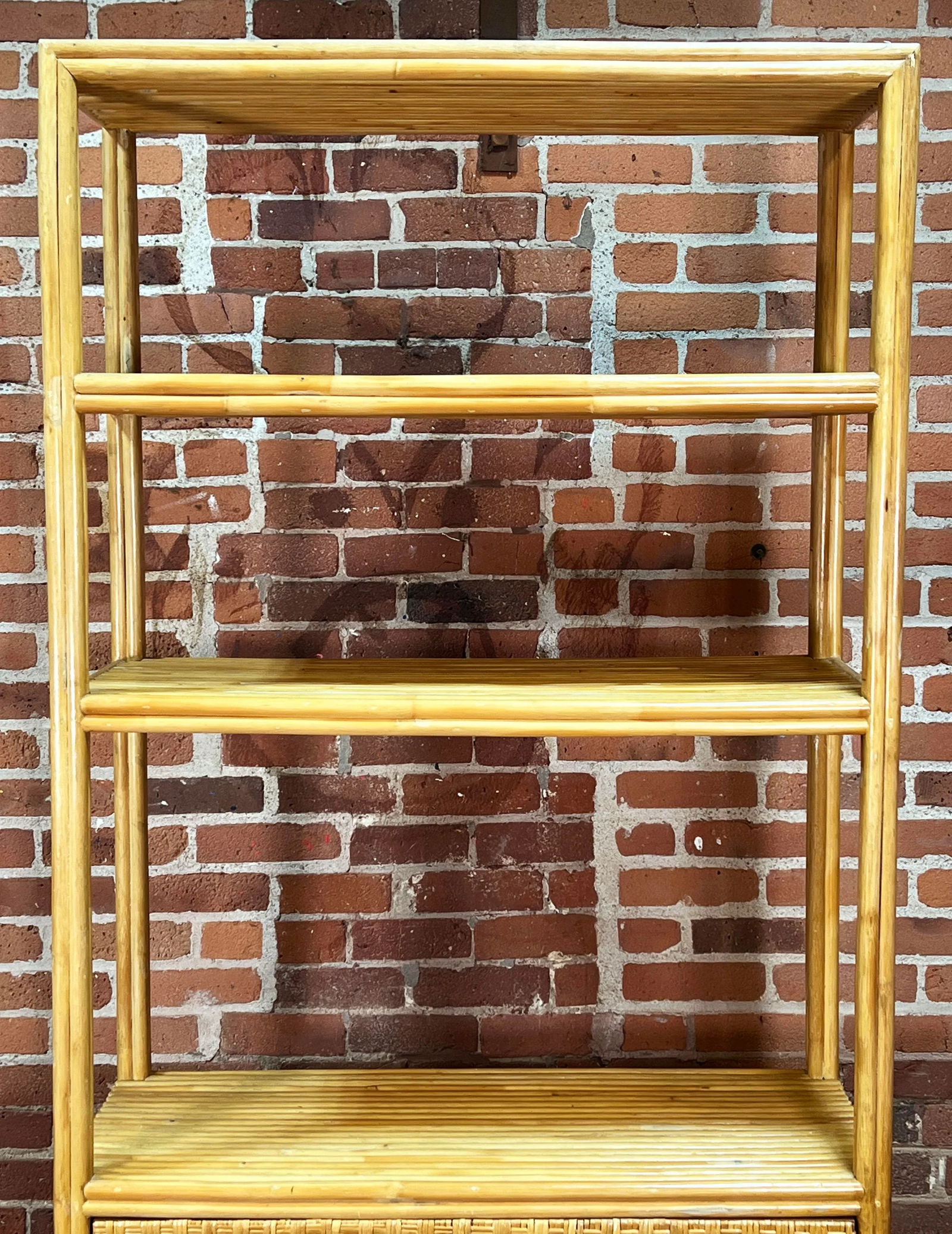 Vintage BoHo Bamboo & Rattan 3 Drawer Etagere Bookcase - 8