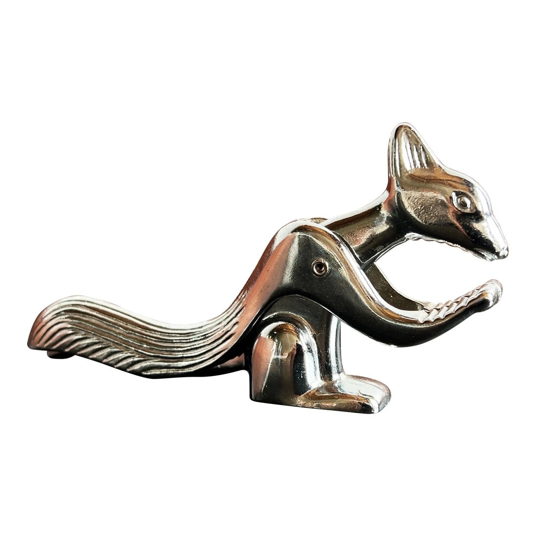 Vintage Chrome Kangaroo Nut Cracker: Awesome vintage c.1950's chrome plated kangaroo nut cracker! Great styling, very fun object for your next party! It measures 6" wide, 3" tall and 1" deep. It is in very good vintage condition as