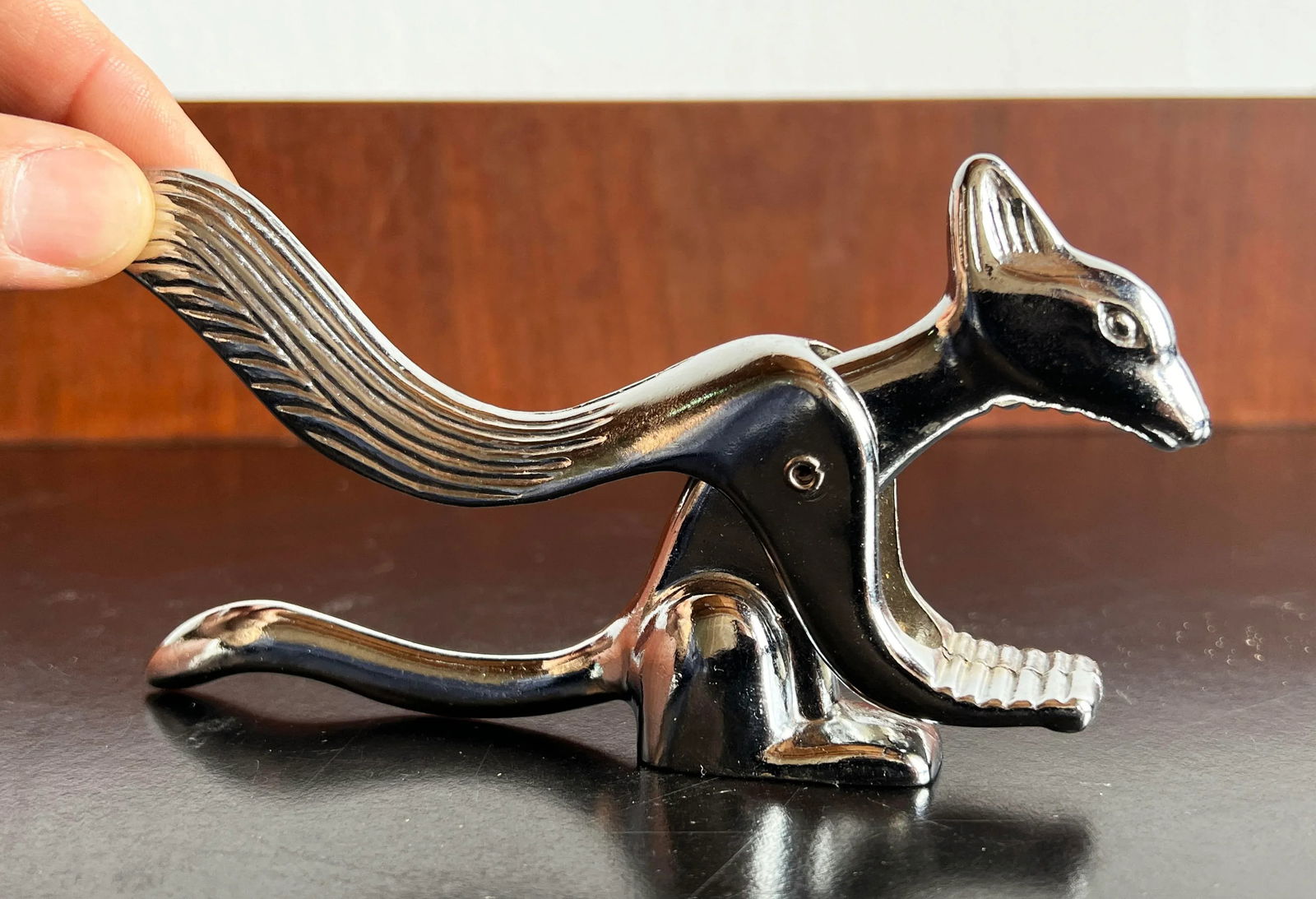 Vintage Chrome Kangaroo Nut Cracker - 2