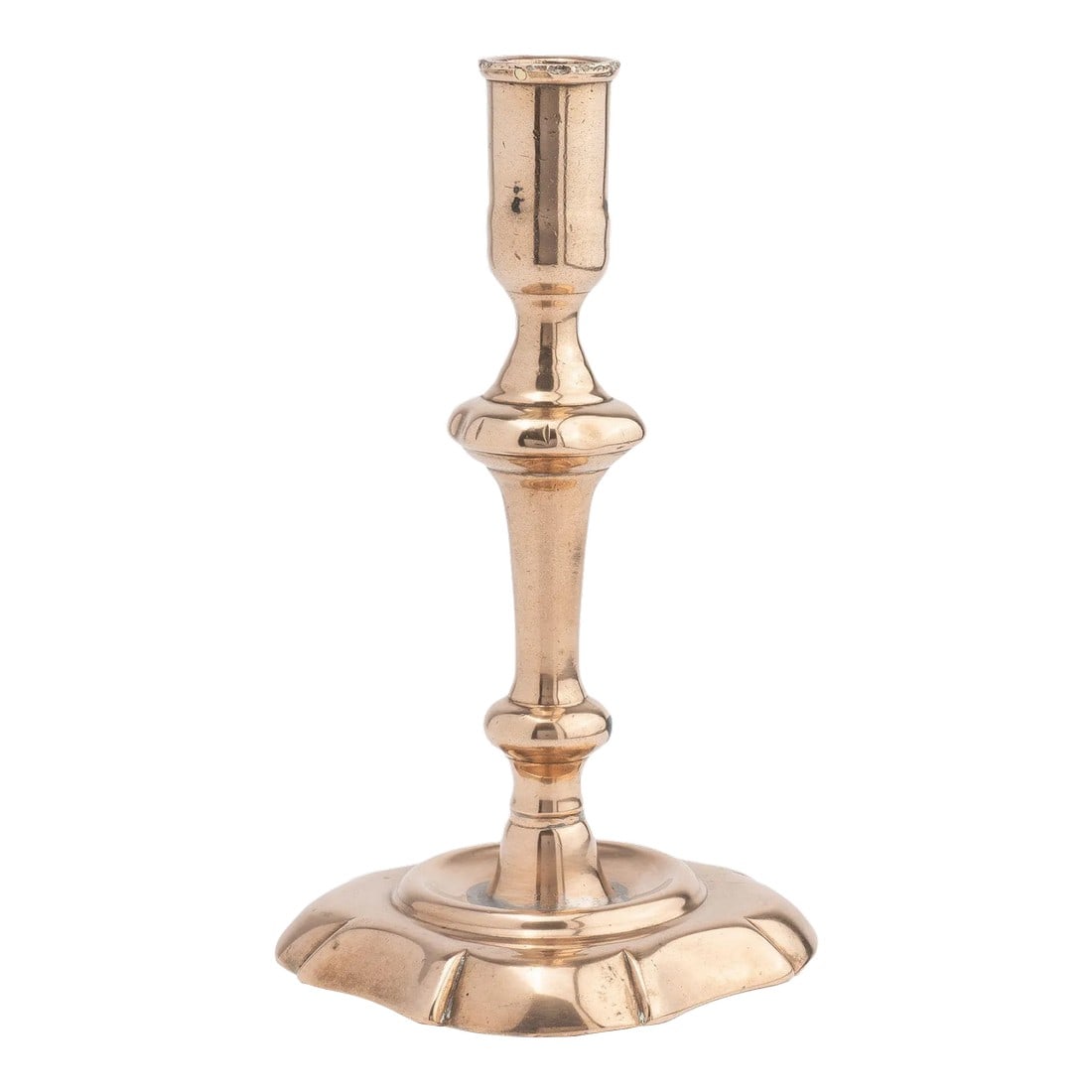 English Cast Bell Metal Queen Anne Baluster Shaft Candlestick, C. 1750-60 (1 of 7)