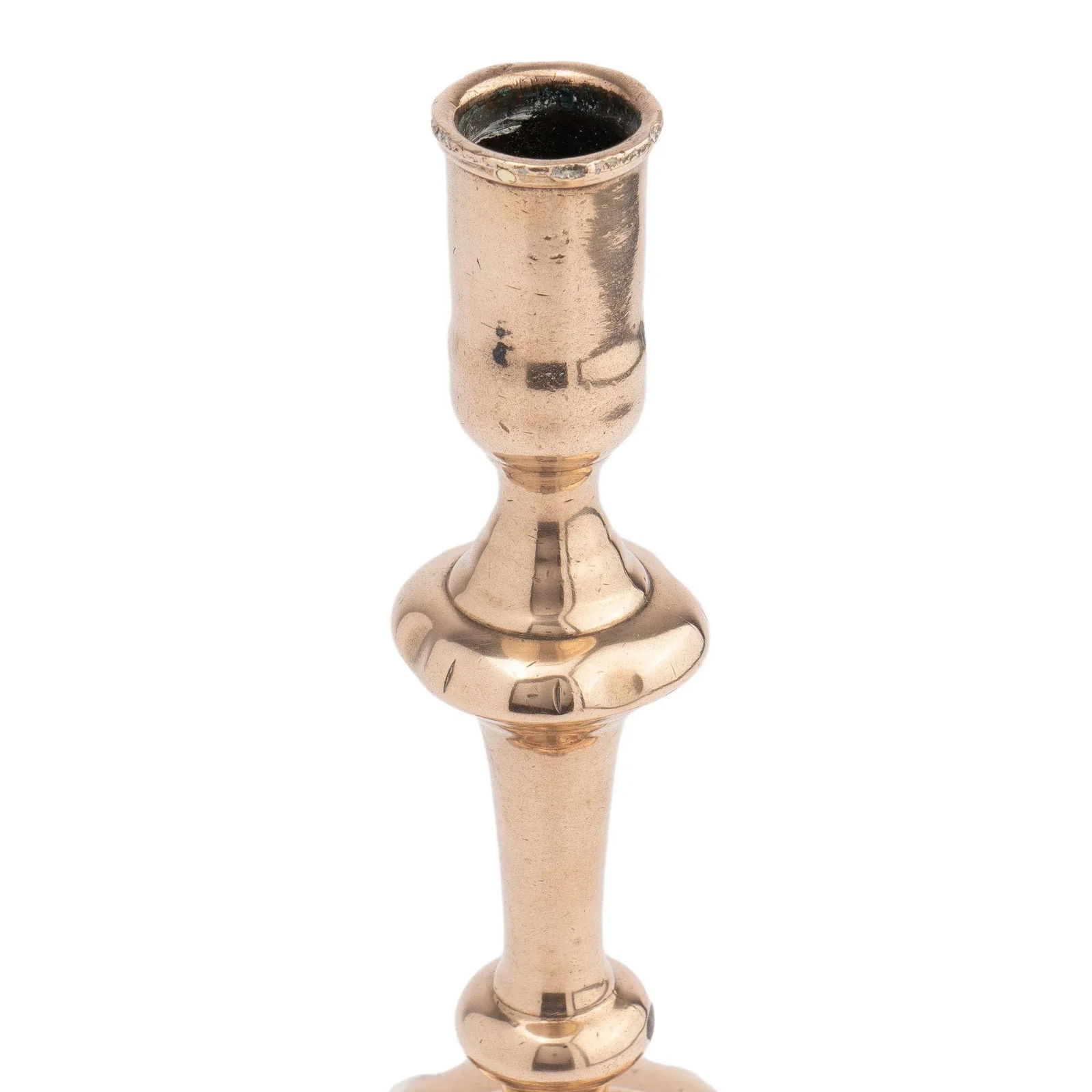 English Cast Bell Metal Queen Anne Baluster Shaft Candlestick, C. 1750-60 - 4