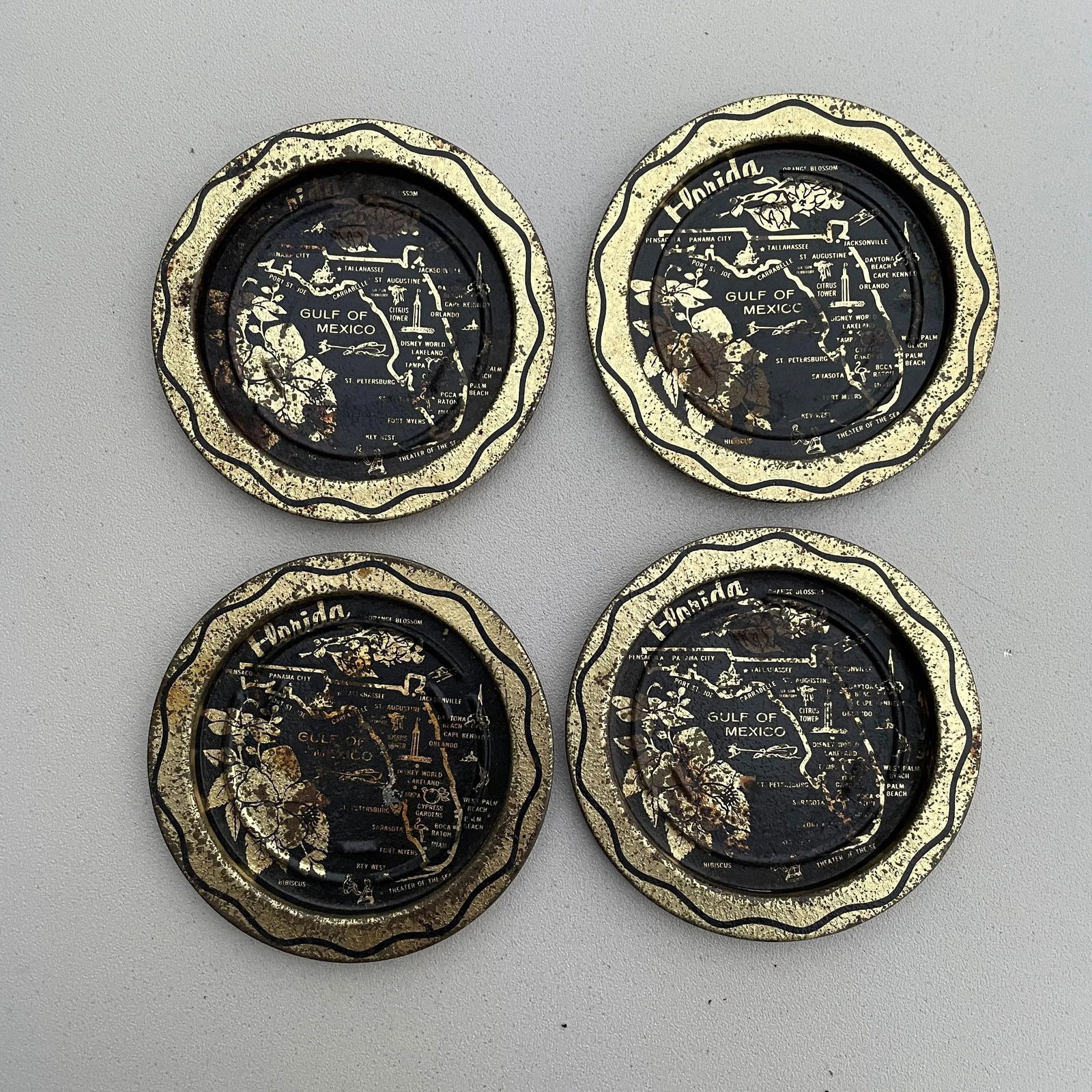 Vintage Mid Century Modern Metal State Coasters- Set of 4 - 2