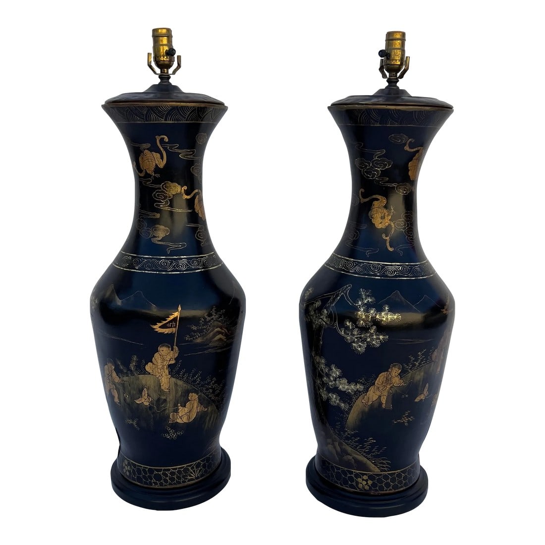 Pair 1970s Large Chinoiserie Papier-Machè Table Lamps (1 of 7)