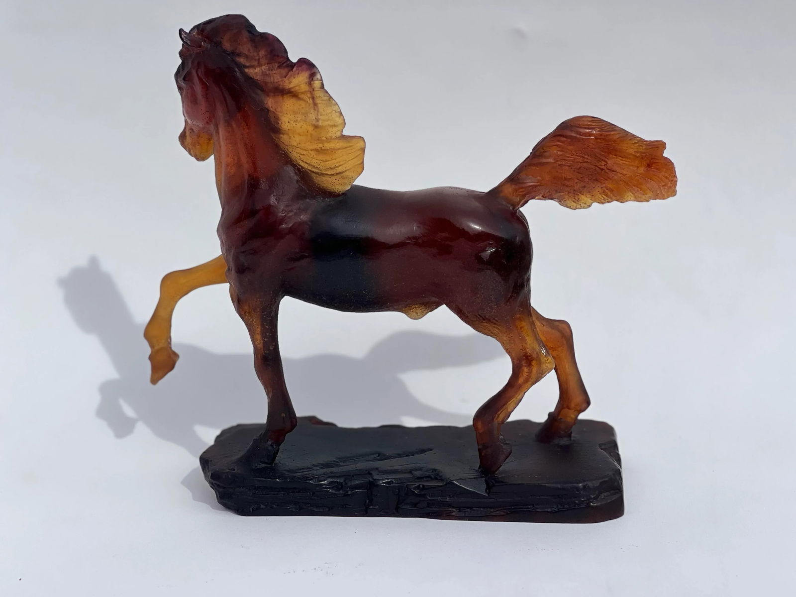 2001 Daum France Amber Paté De Verre Glass Art Horse Figurine. - 3