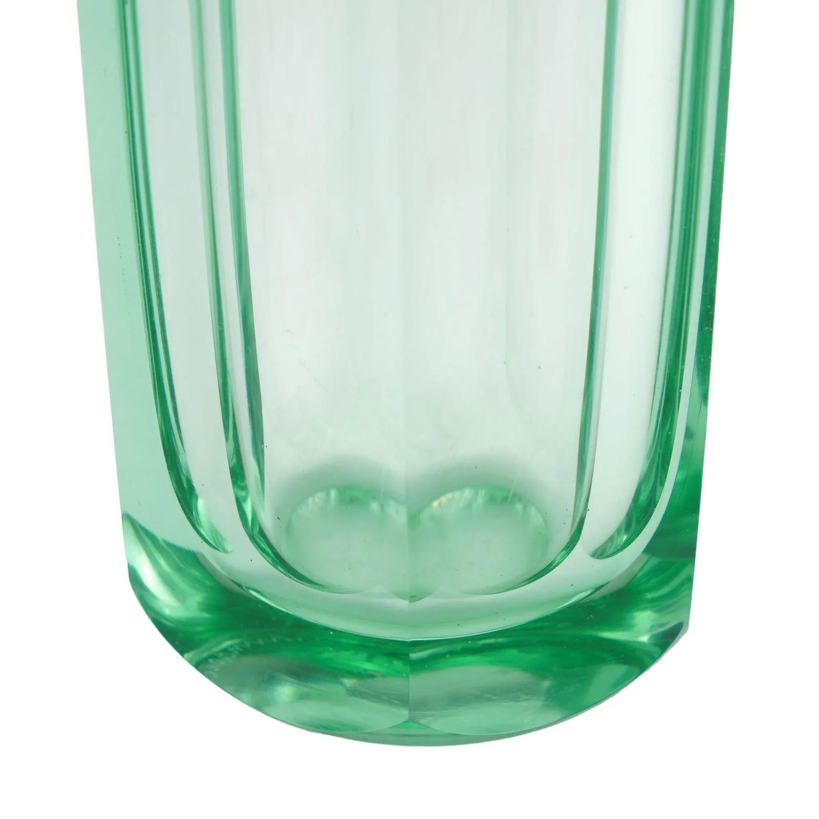 Hexagonal Pane Cut Acid Green Art Glass Vase, C. 1950-70 - 3