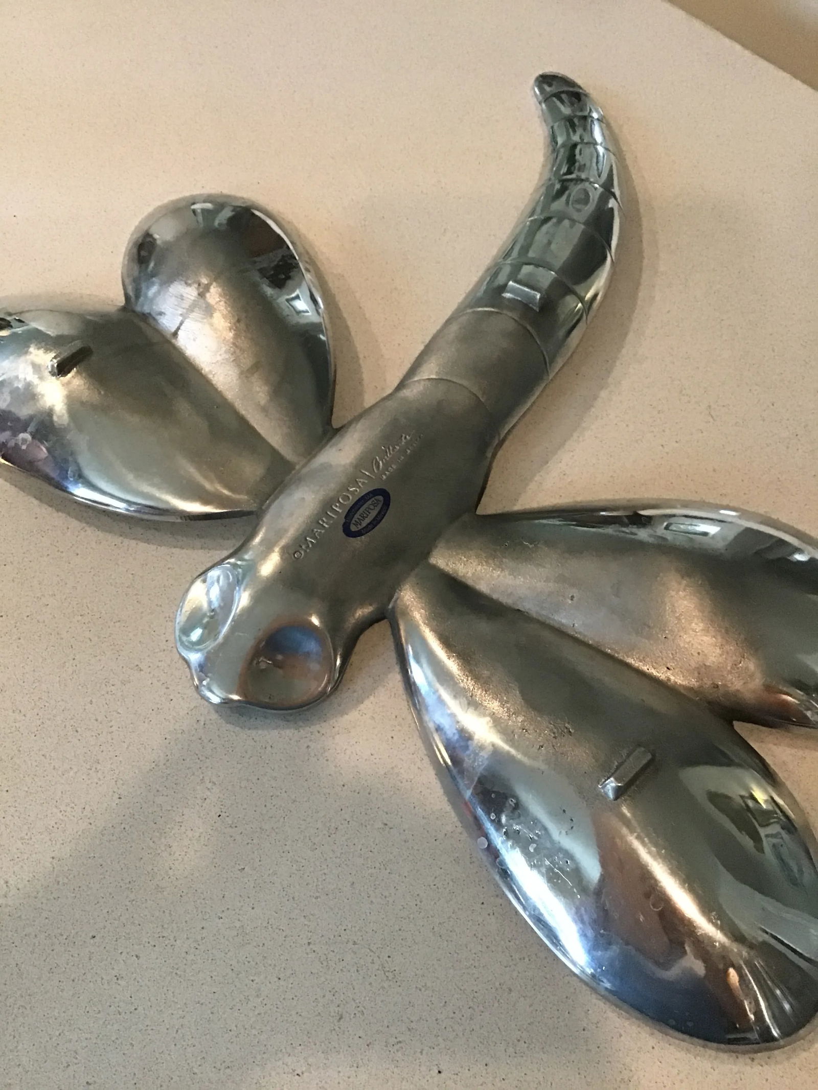 Dragonfly Serving Piece 1980s Mariposa Aluminum Dragonfly Serving Platter, Made in Mexico - 4