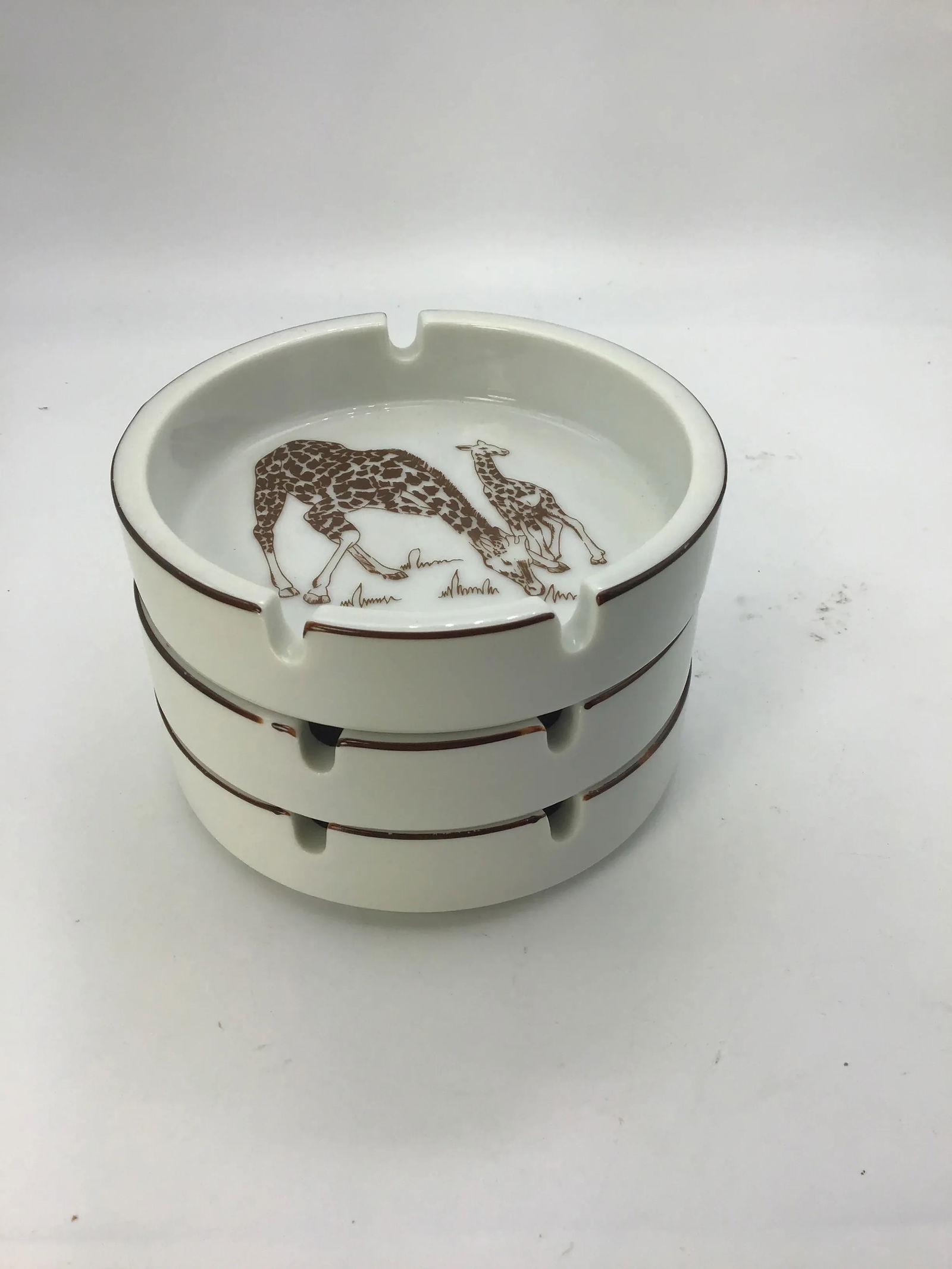 Wild Habitat Vintage Ashtrays Set of 3 Exclusive Design by the Shafford Co Lion, Zebra, Giraffe Stac - 6